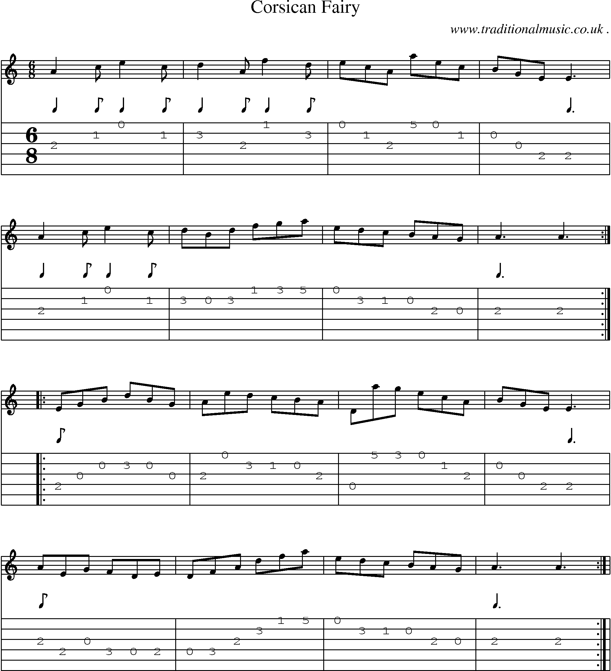 Sheet-Music and Guitar Tabs for Corsican Fairy