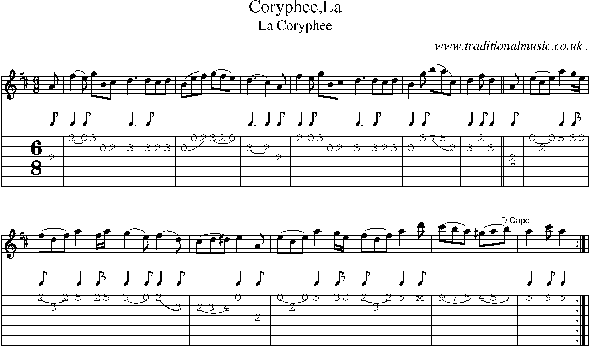 Sheet-Music and Guitar Tabs for Corypheela