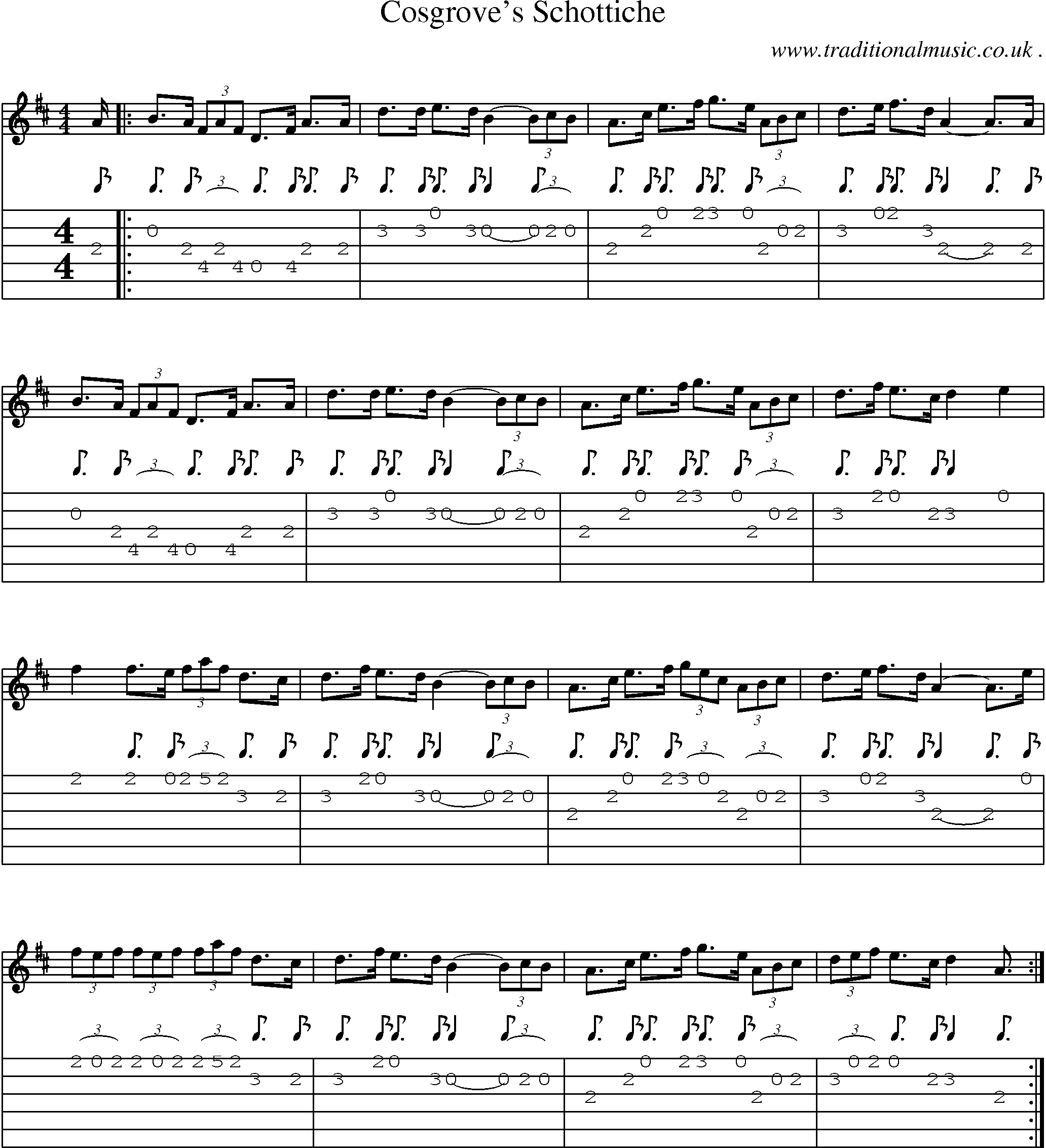 Sheet-Music and Guitar Tabs for Cosgroves Schottiche