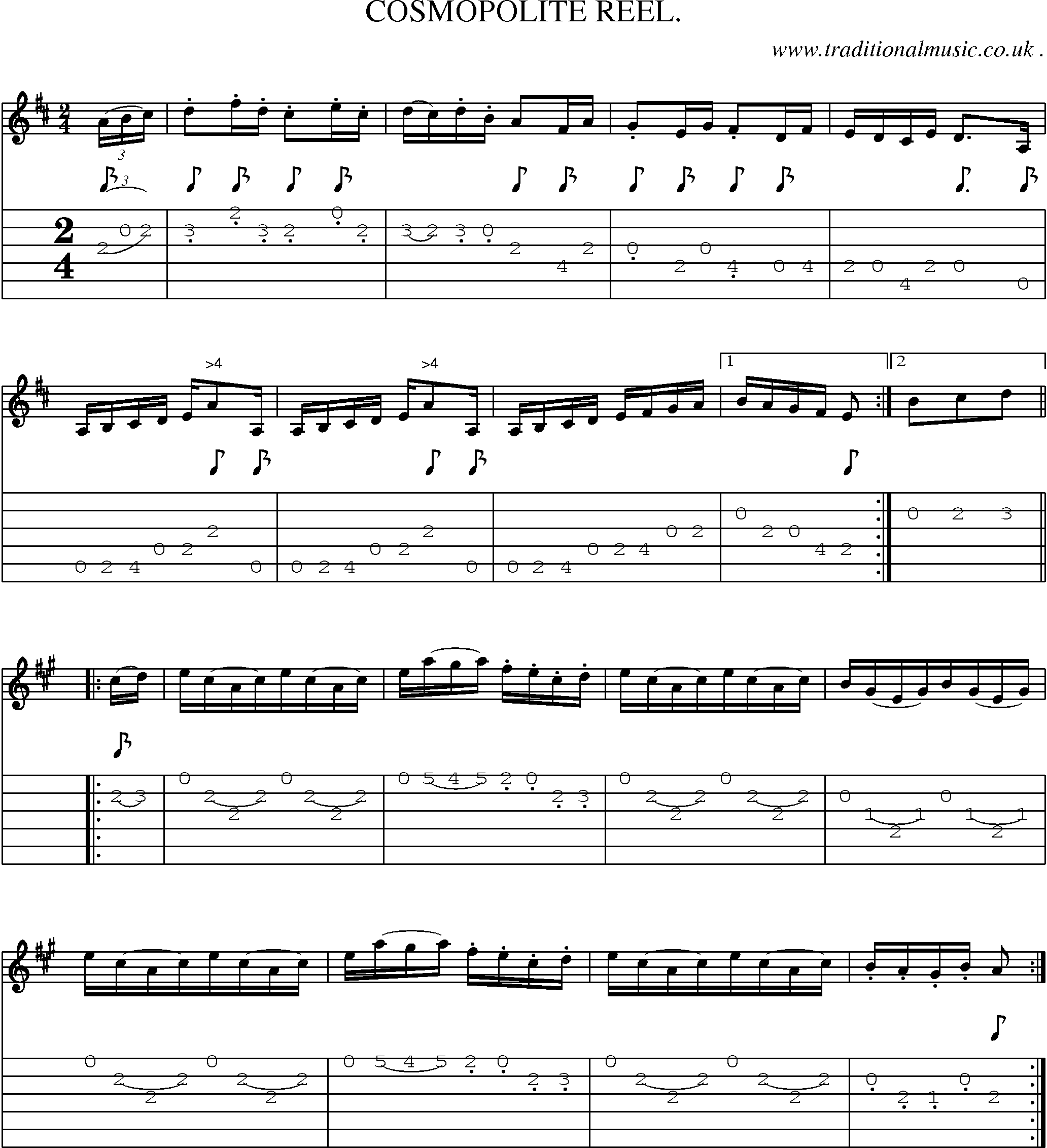 Sheet-Music and Guitar Tabs for Cosmopolite Reel
