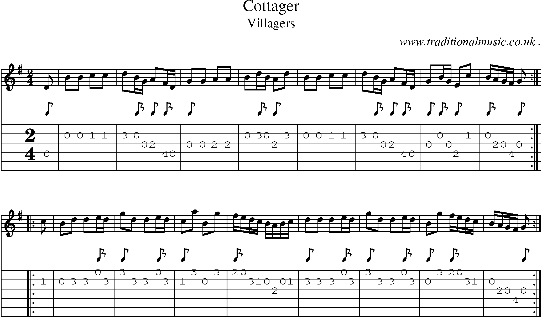 Sheet-Music and Guitar Tabs for Cottager