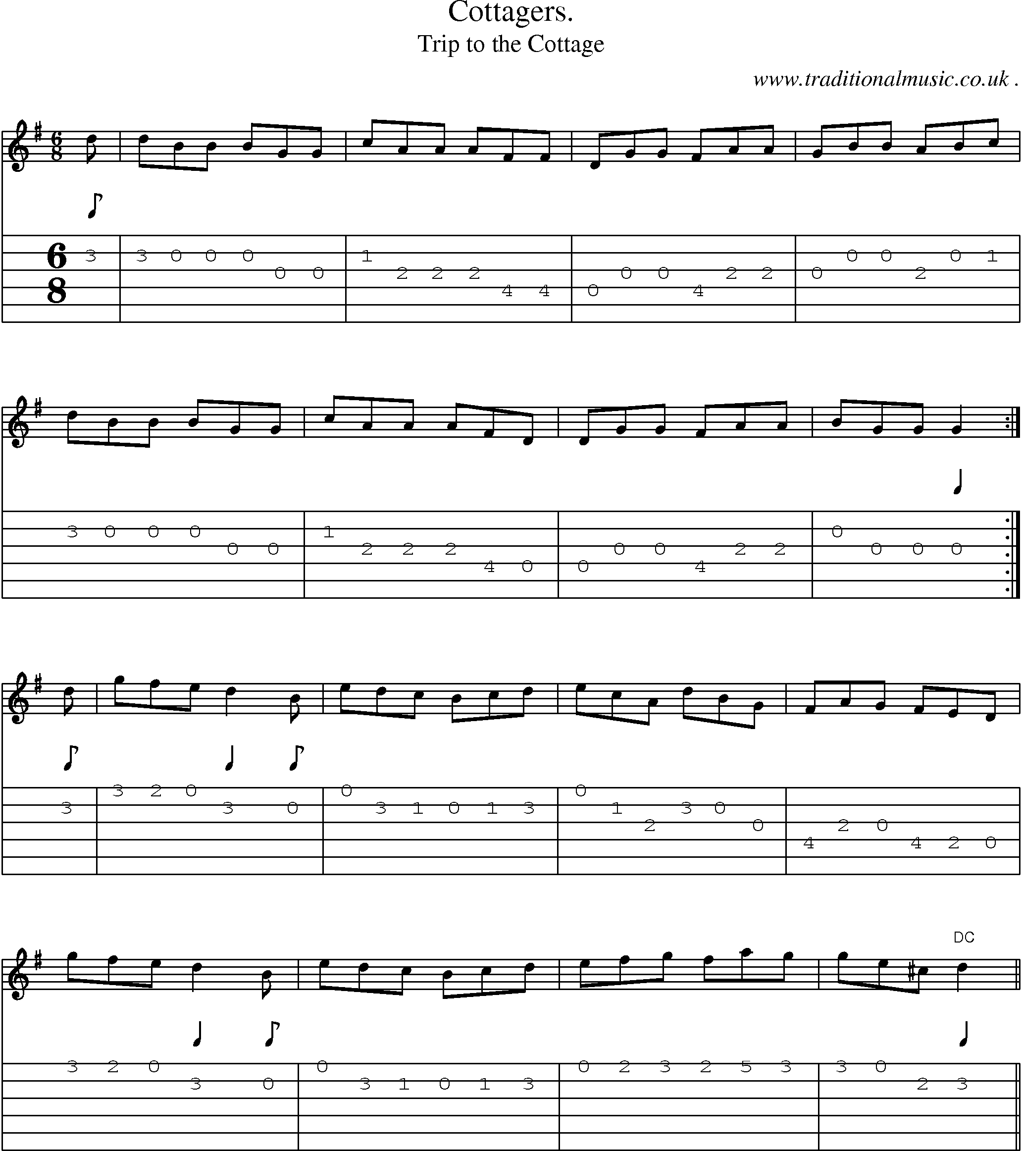 Sheet-Music and Guitar Tabs for Cottagers