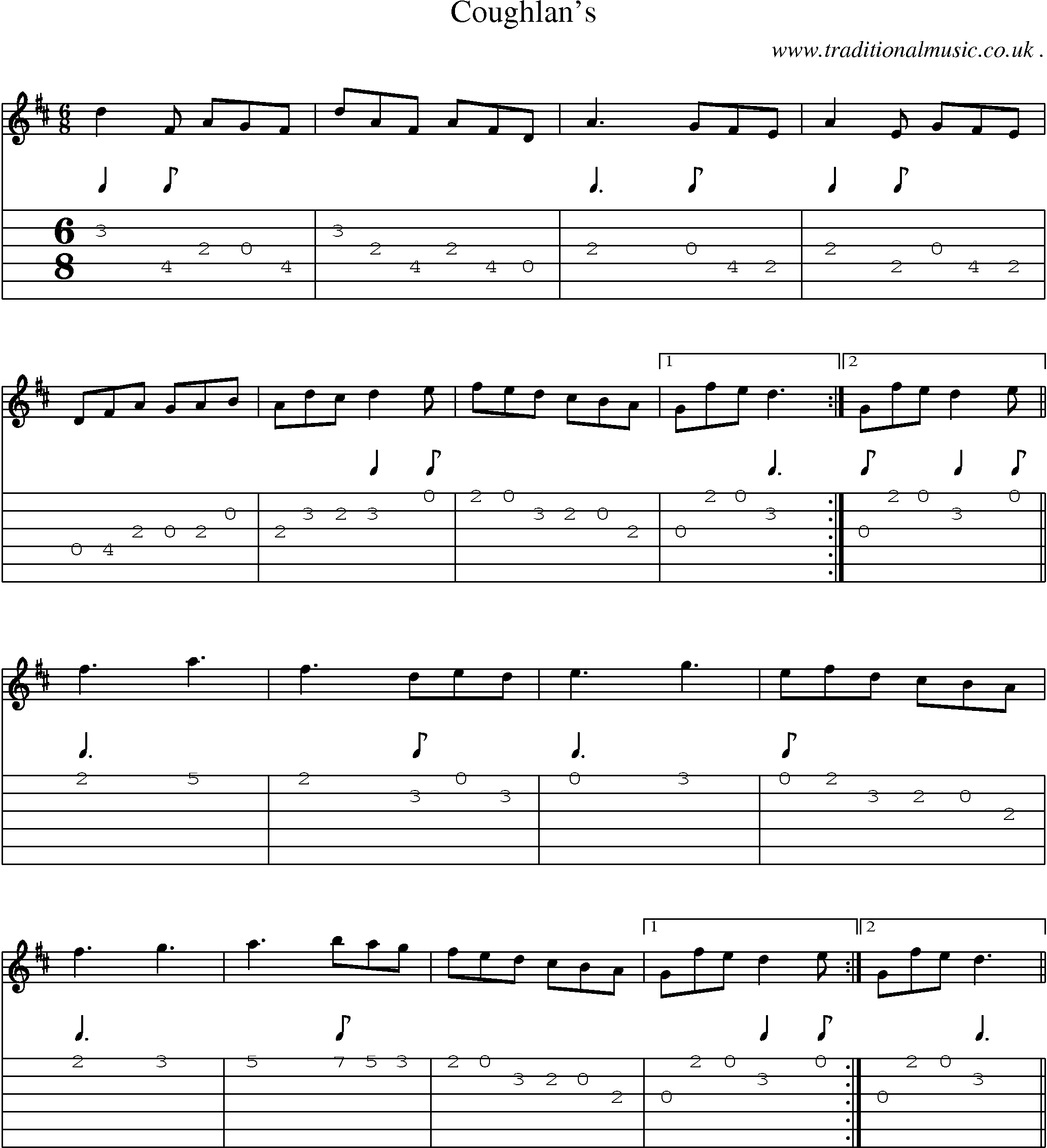 Sheet-Music and Guitar Tabs for Coughlans