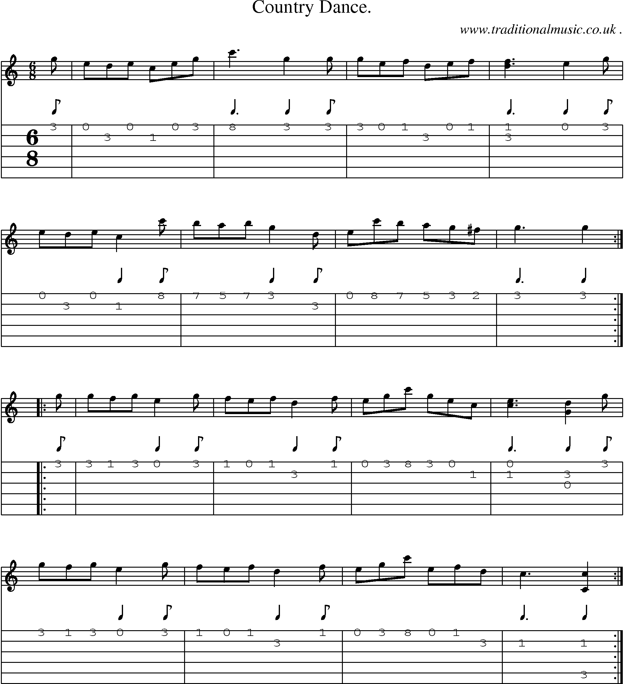 Sheet-Music and Guitar Tabs for Country Dance 