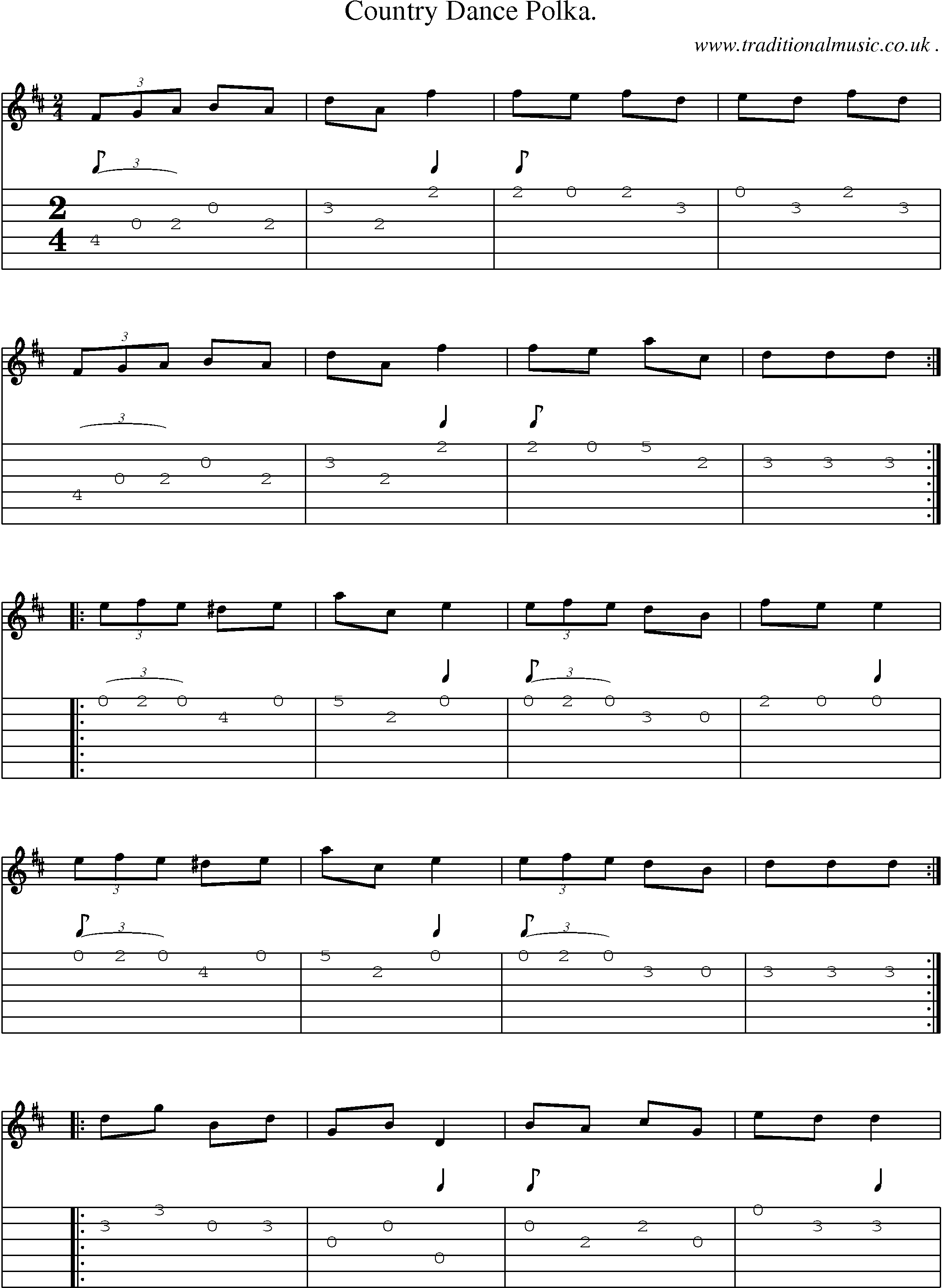 Sheet-Music and Guitar Tabs for Country Dance Polka