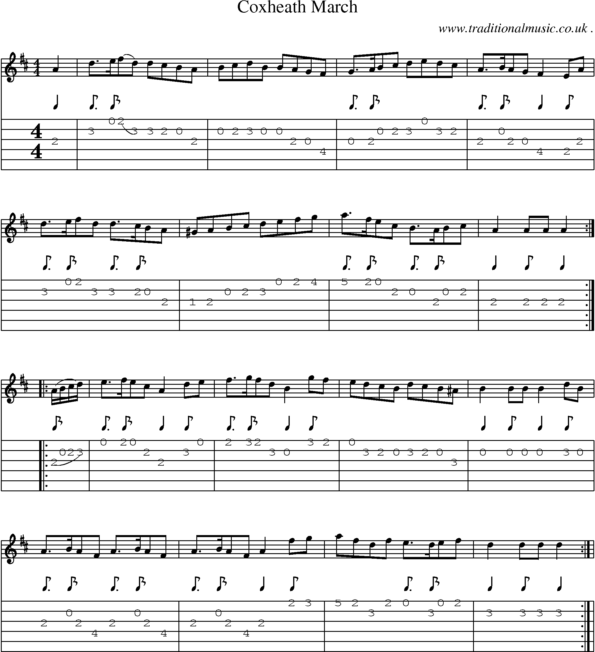 Sheet-Music and Guitar Tabs for Coxheath March