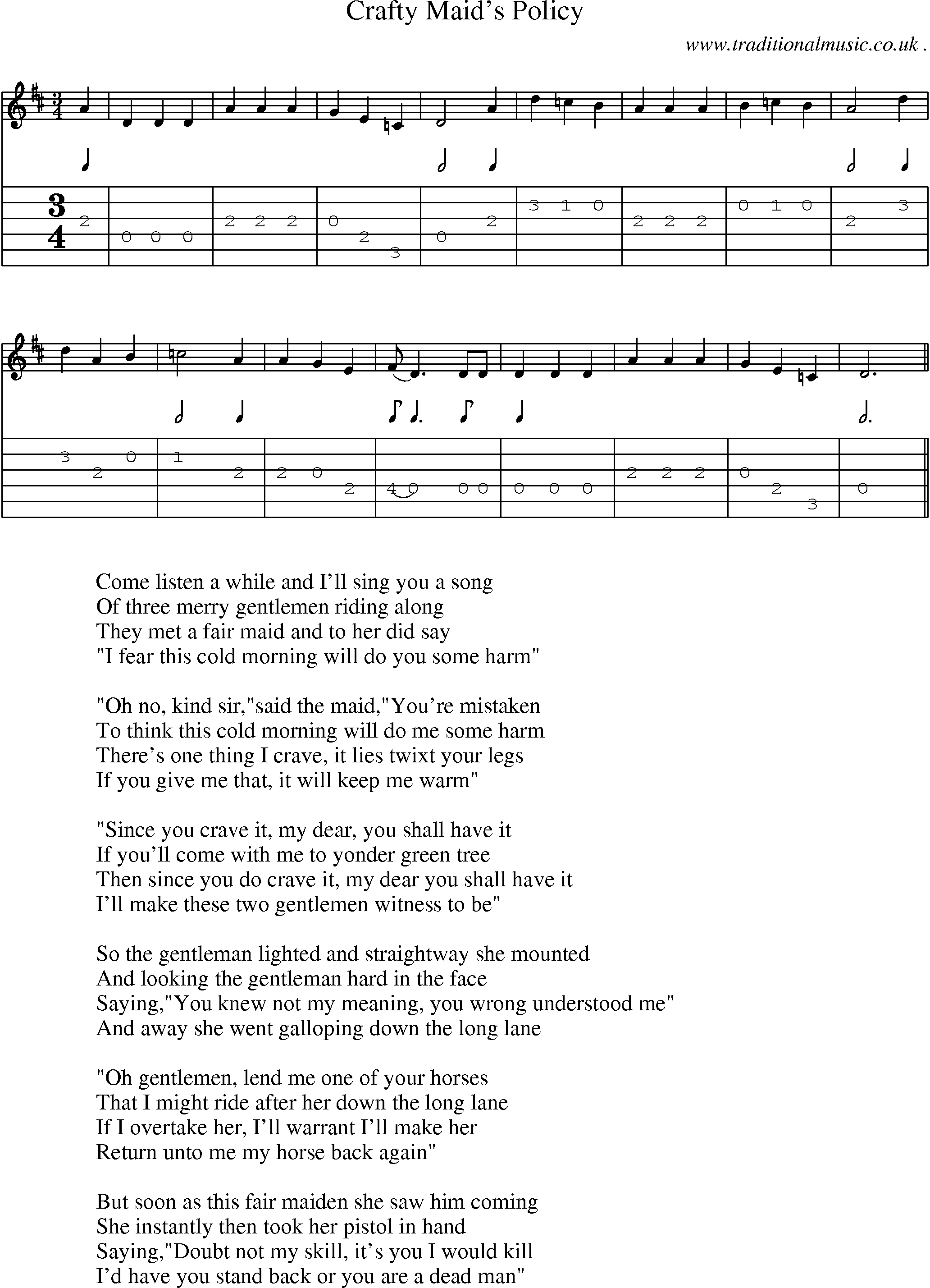 Sheet-Music and Guitar Tabs for Crafty Maids Policy