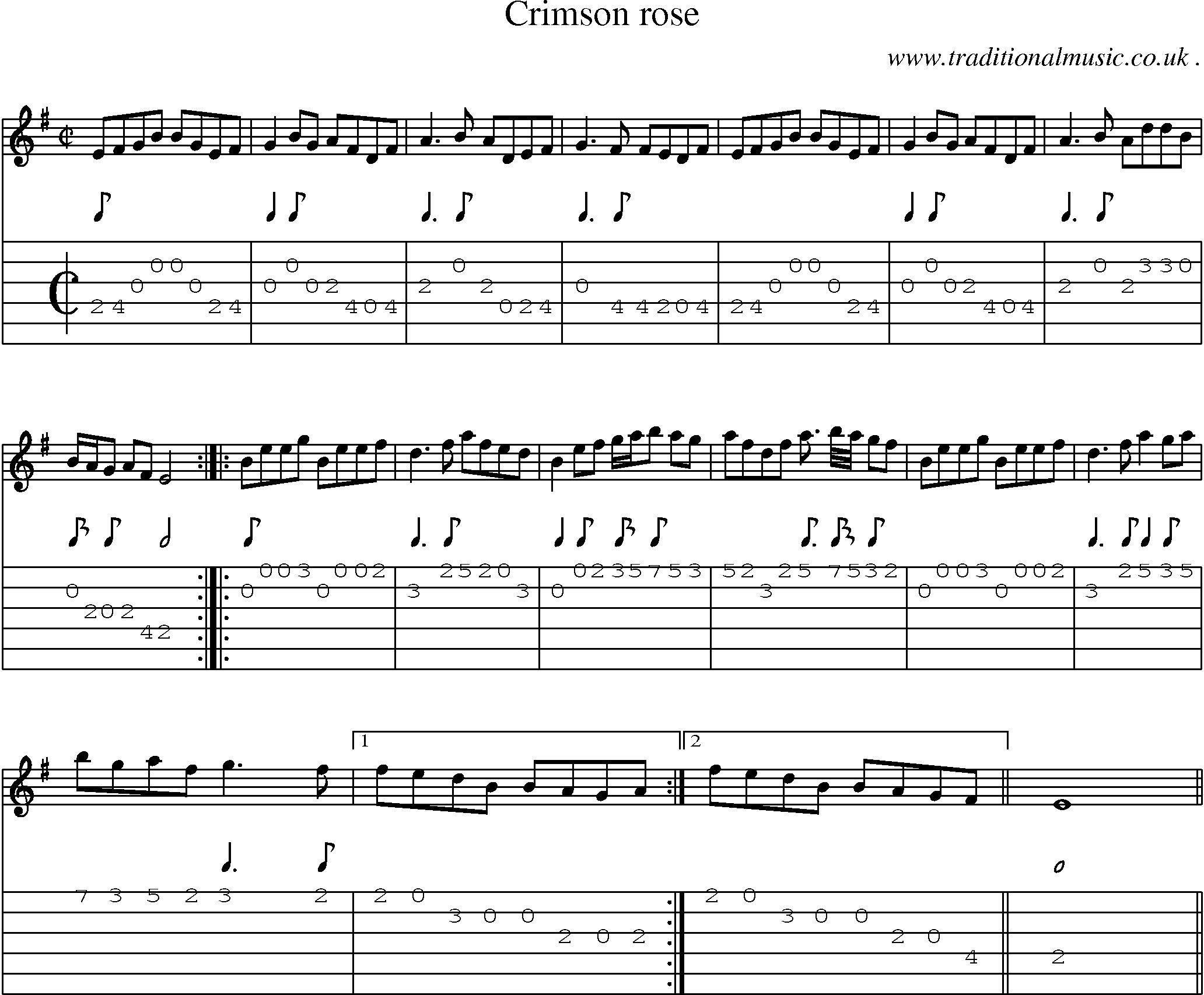 Sheet-Music and Guitar Tabs for Crimson Rose