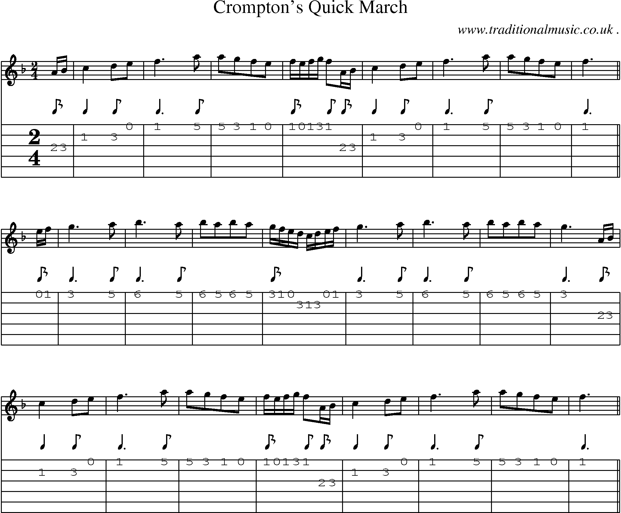 Sheet-Music and Guitar Tabs for Cromptons Quick March