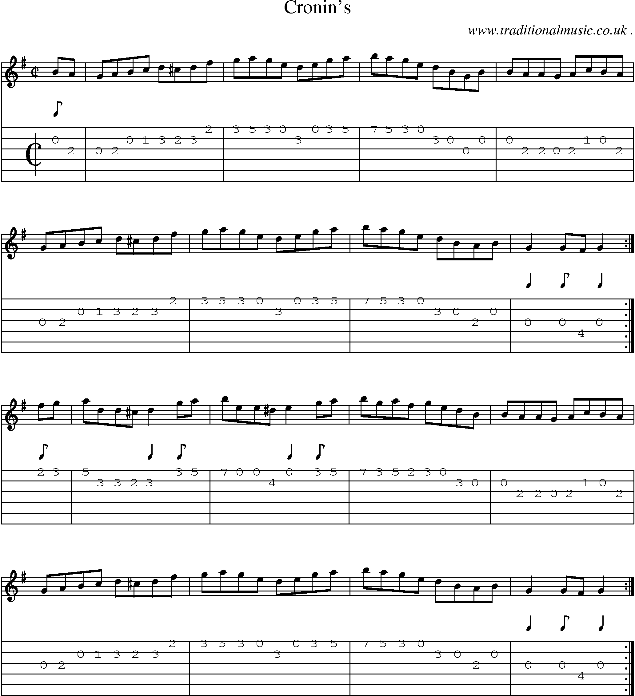 Sheet-Music and Guitar Tabs for Cronins