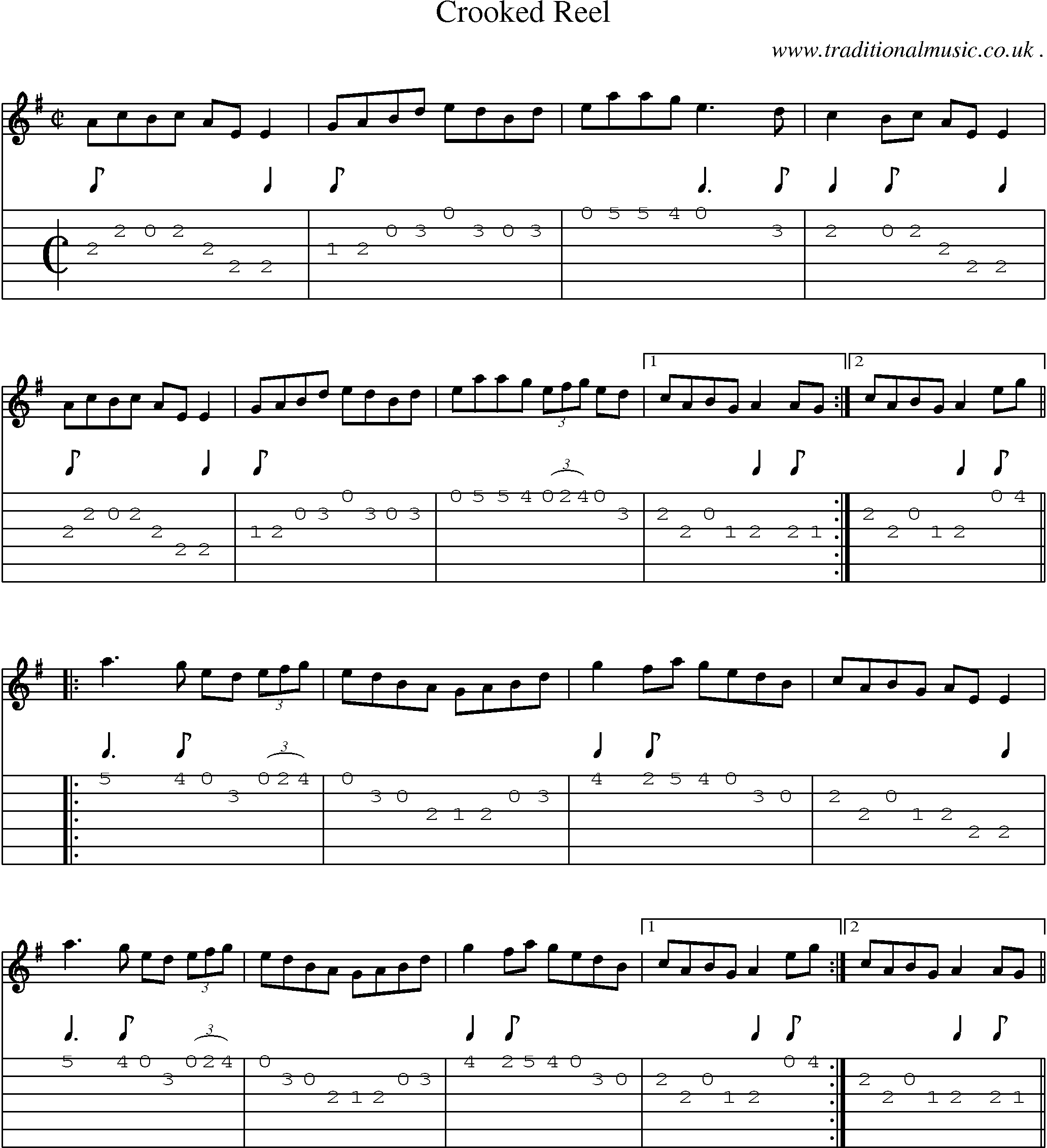 Sheet-Music and Guitar Tabs for Crooked Reel