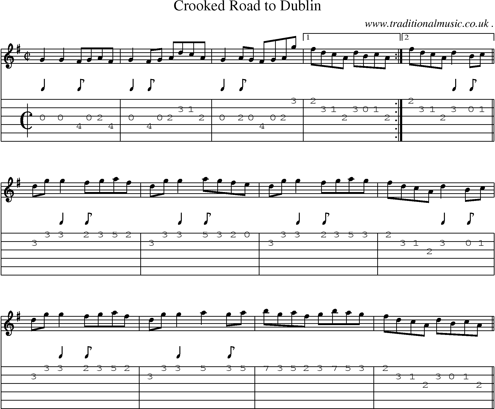 Sheet-Music and Guitar Tabs for Crooked Road To Dublin