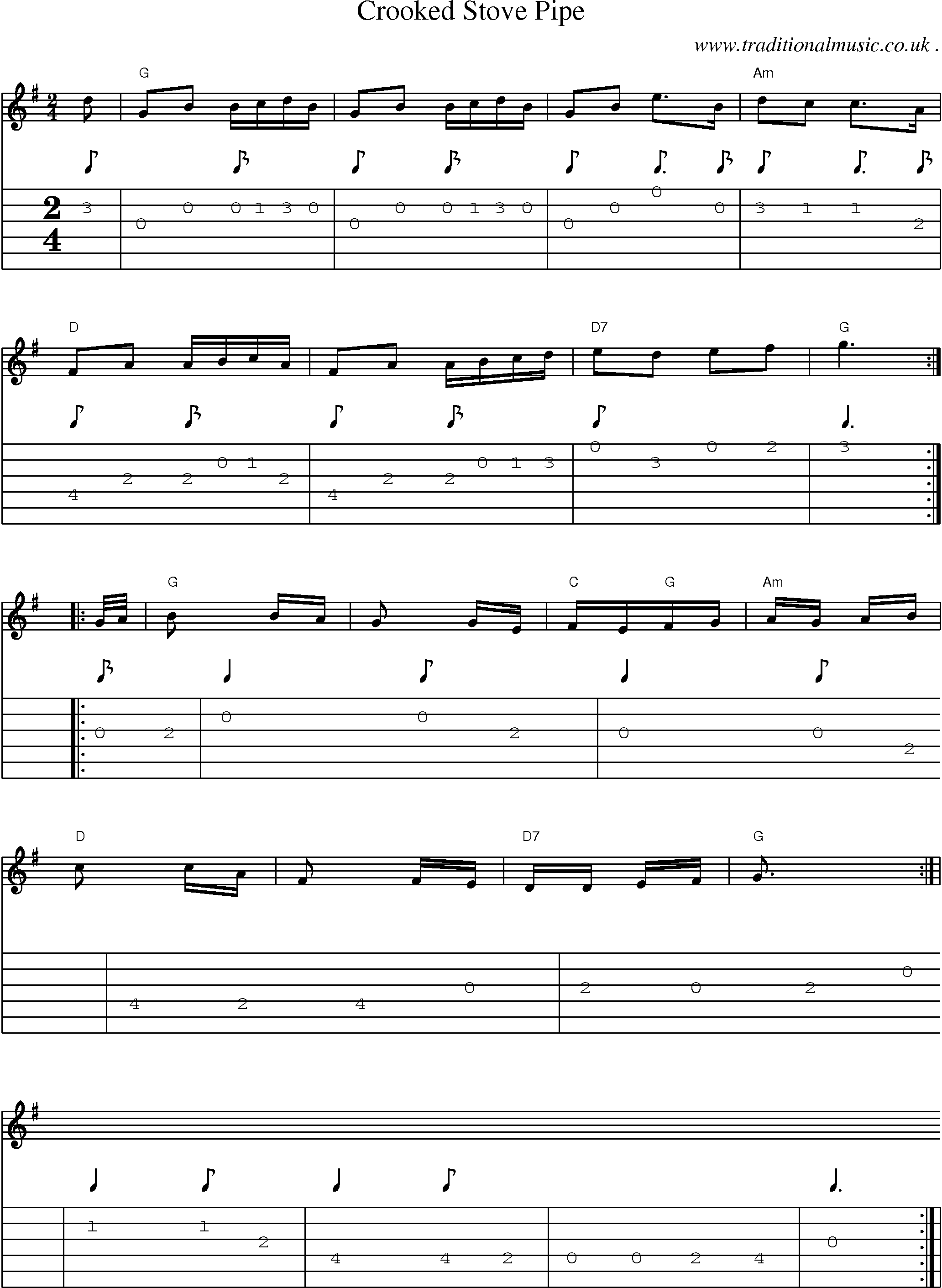 Sheet-Music and Guitar Tabs for Crooked Stove Pipe