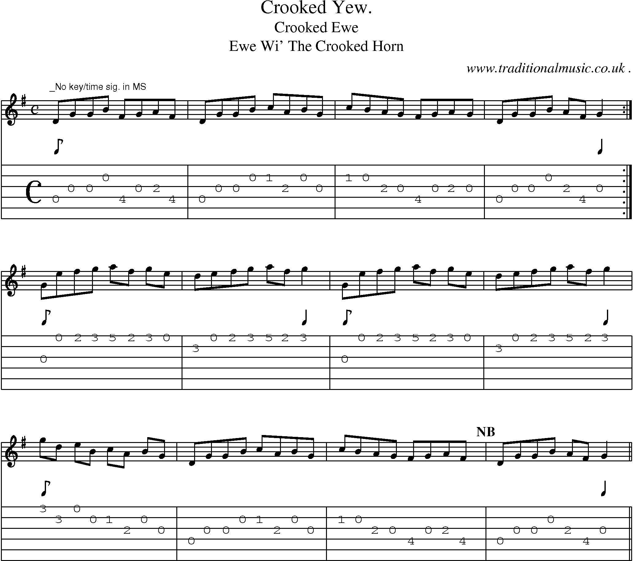 Sheet-Music and Guitar Tabs for Crooked Yew