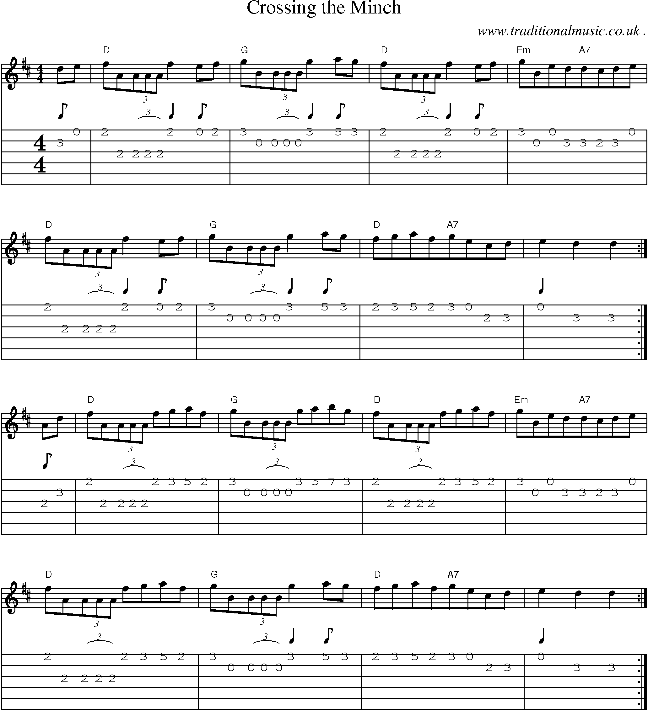 Sheet-Music and Guitar Tabs for Crossing The Minch