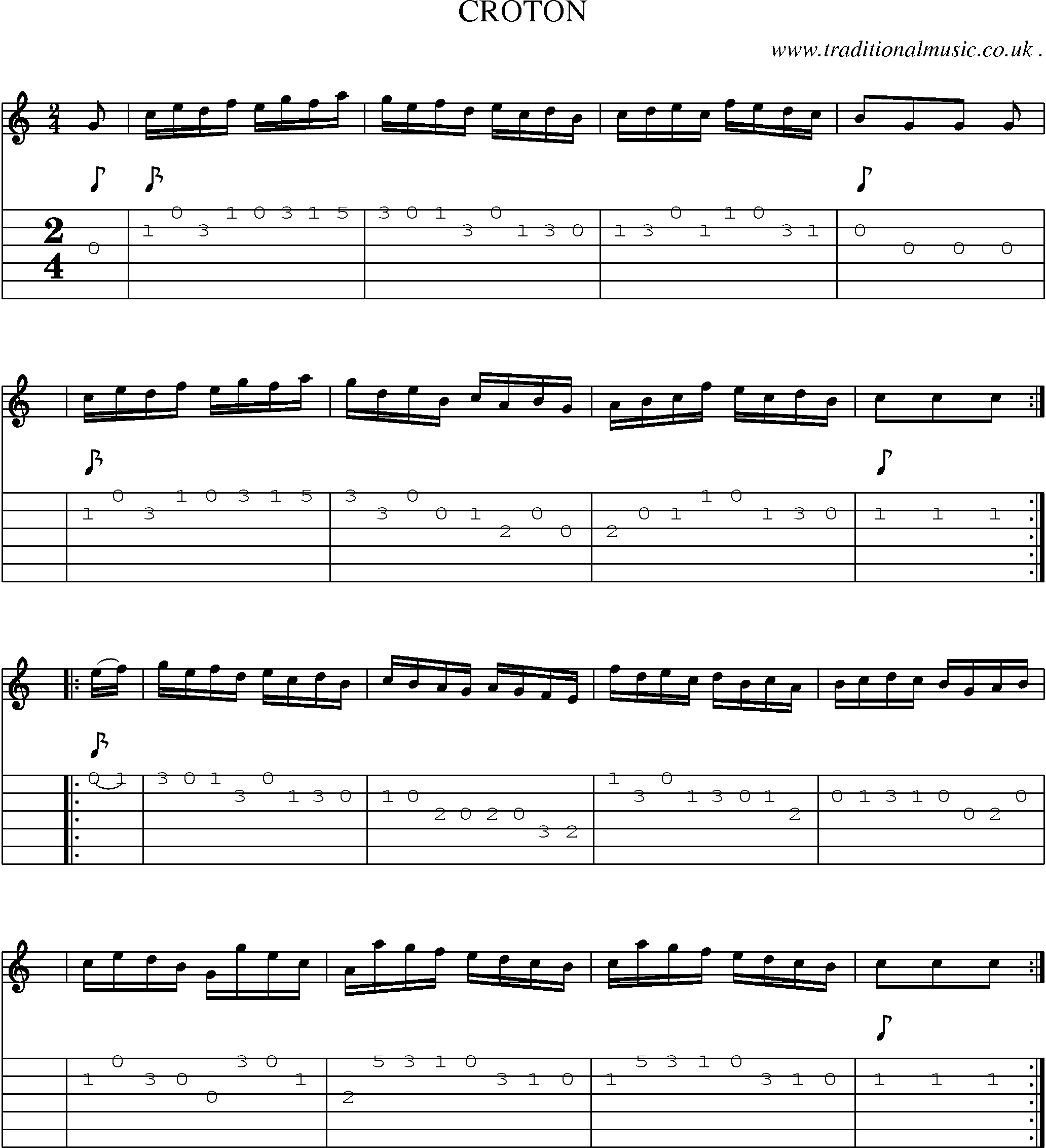Sheet-Music and Guitar Tabs for Croton