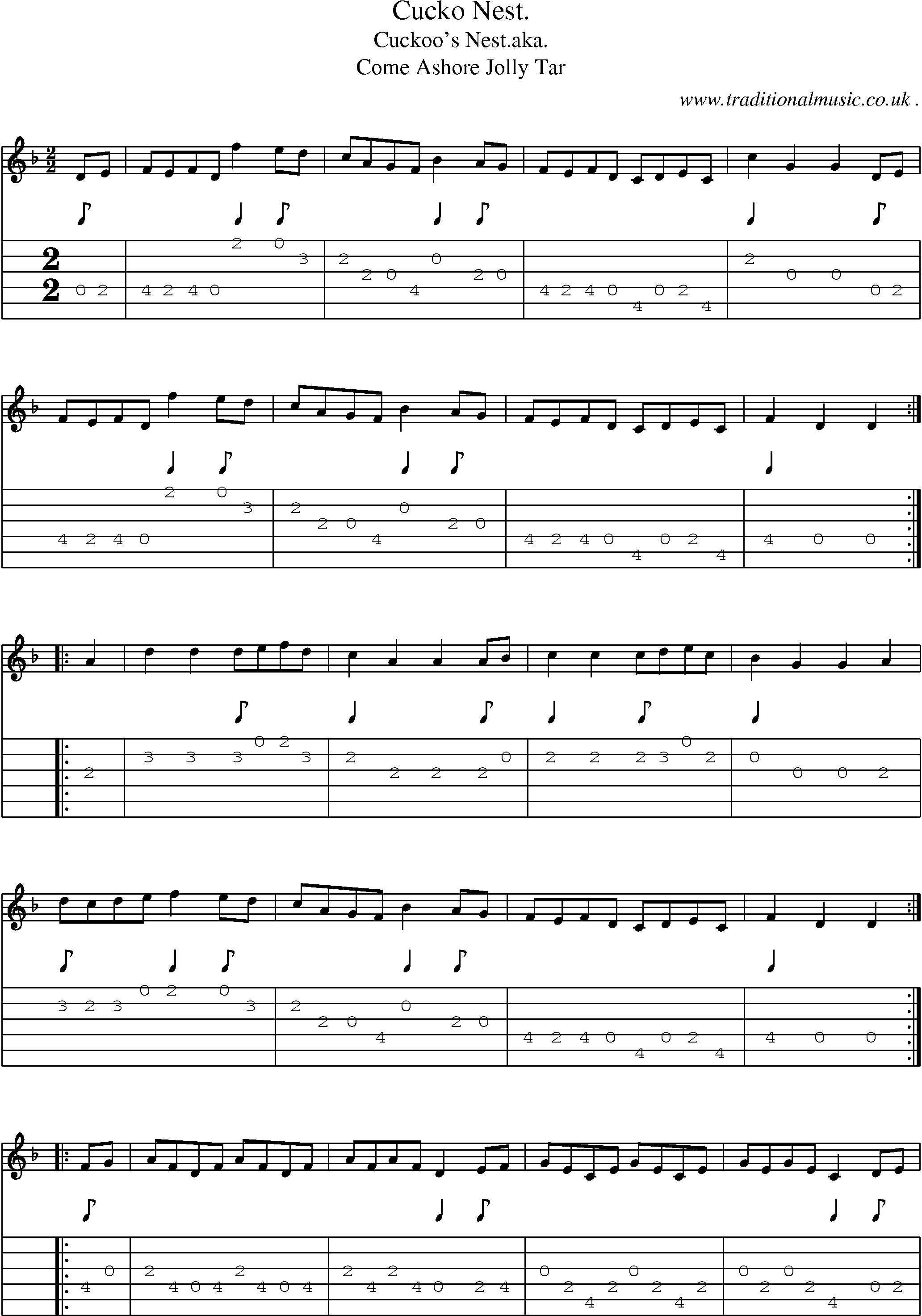 Sheet-Music and Guitar Tabs for Cucko Nest