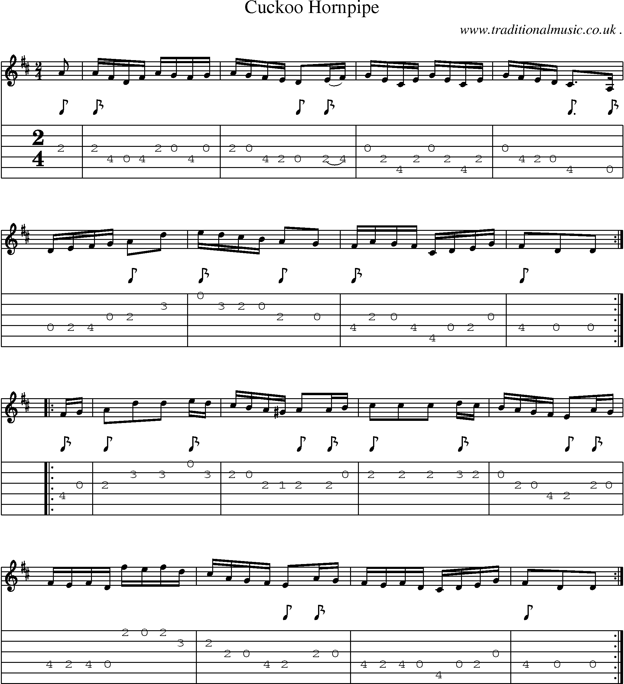 Sheet-Music and Guitar Tabs for Cuckoo Hornpipe