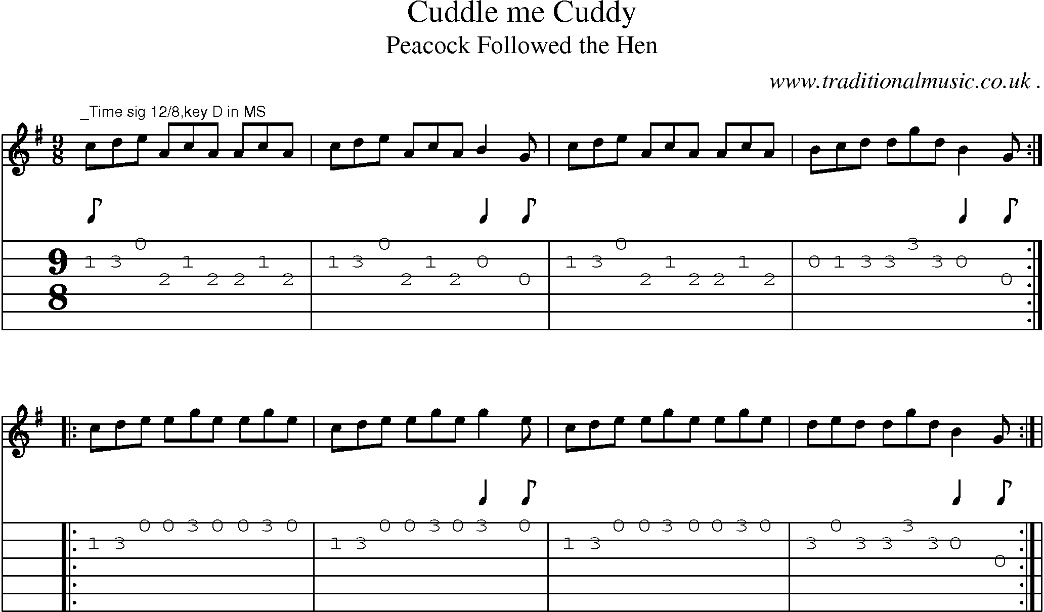 Sheet-Music and Guitar Tabs for Cuddle Me Cuddy