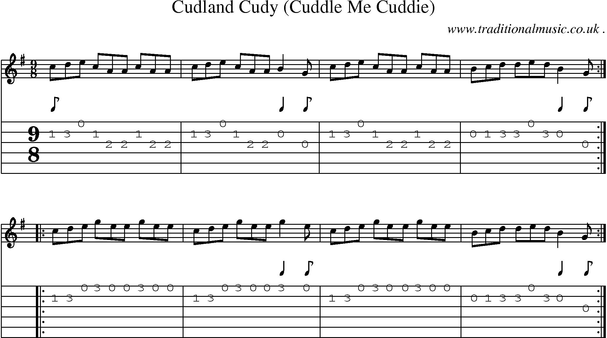Sheet-Music and Guitar Tabs for Cudland Cudy (cuddle Me Cuddie)