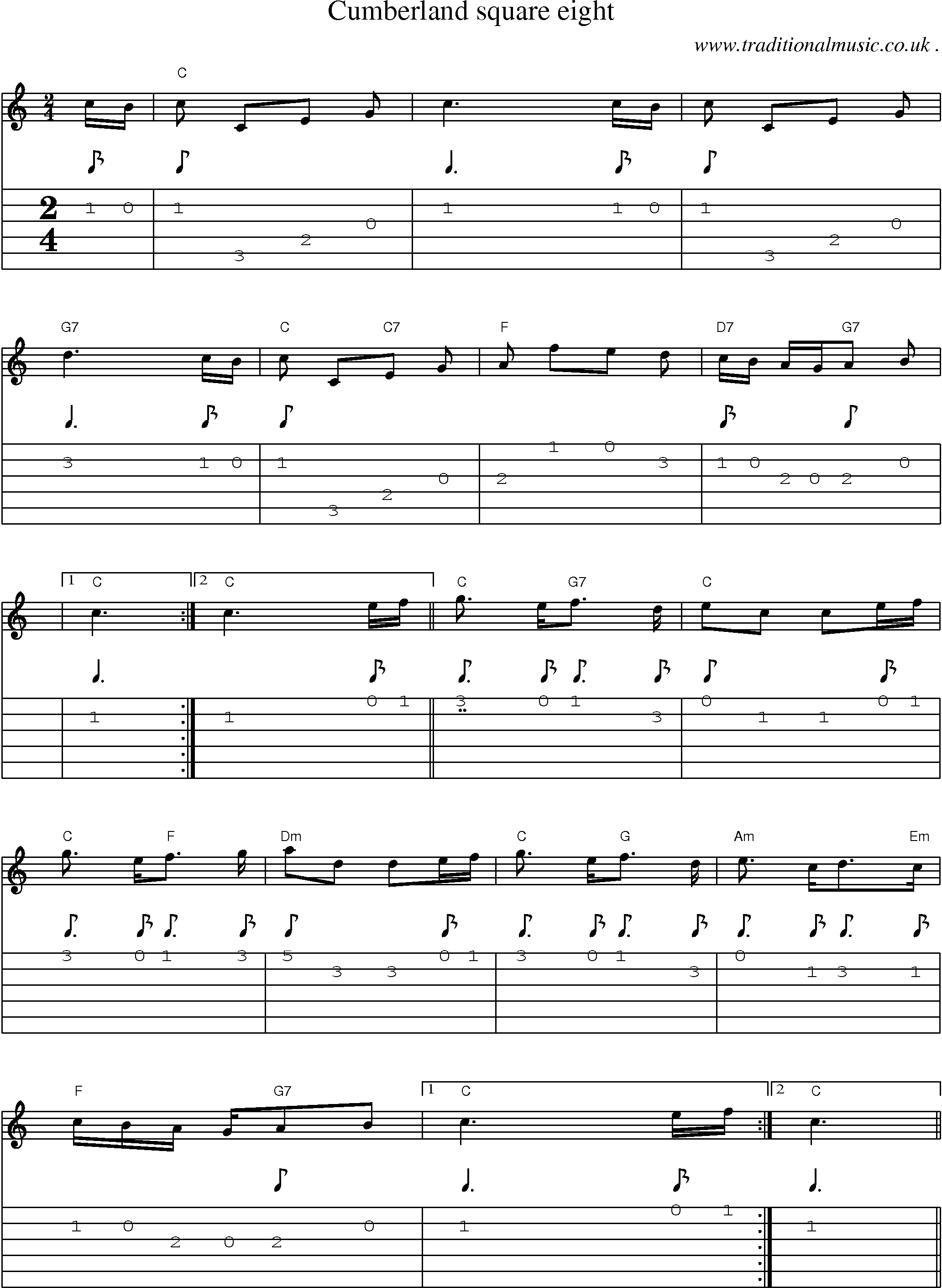 Sheet-Music and Guitar Tabs for Cumberland Square Eight