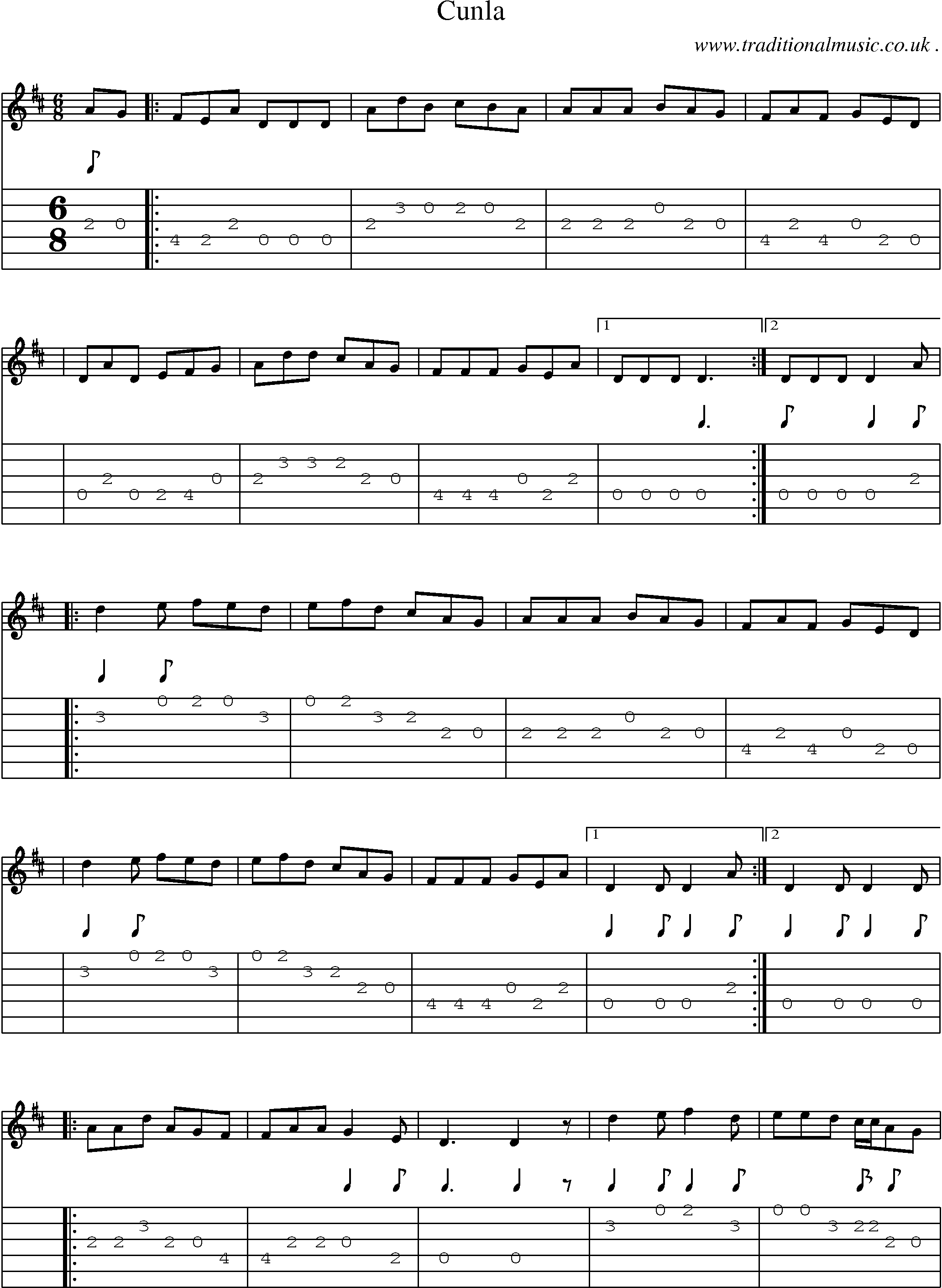Sheet-Music and Guitar Tabs for Cunla