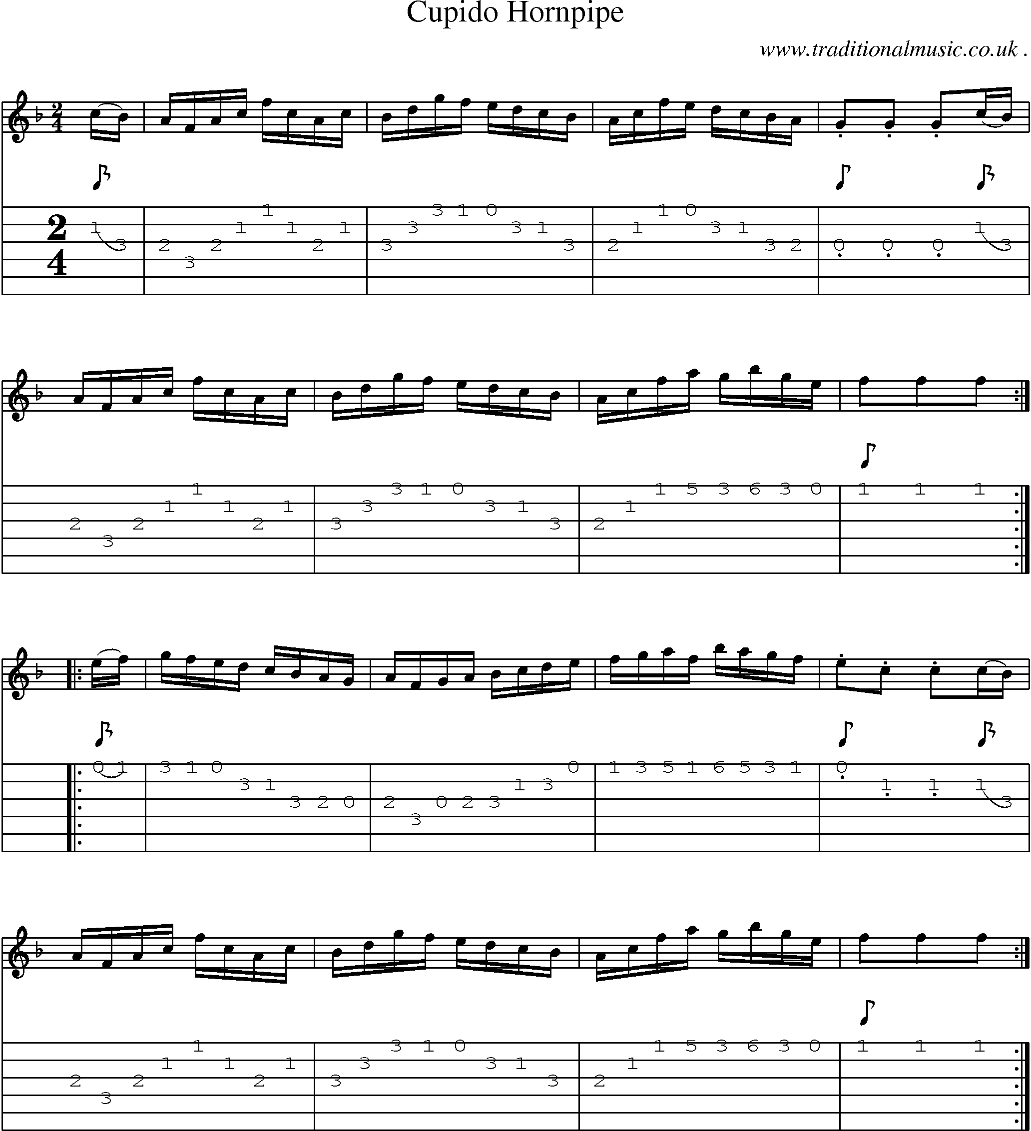 Sheet-Music and Guitar Tabs for Cupido Hornpipe