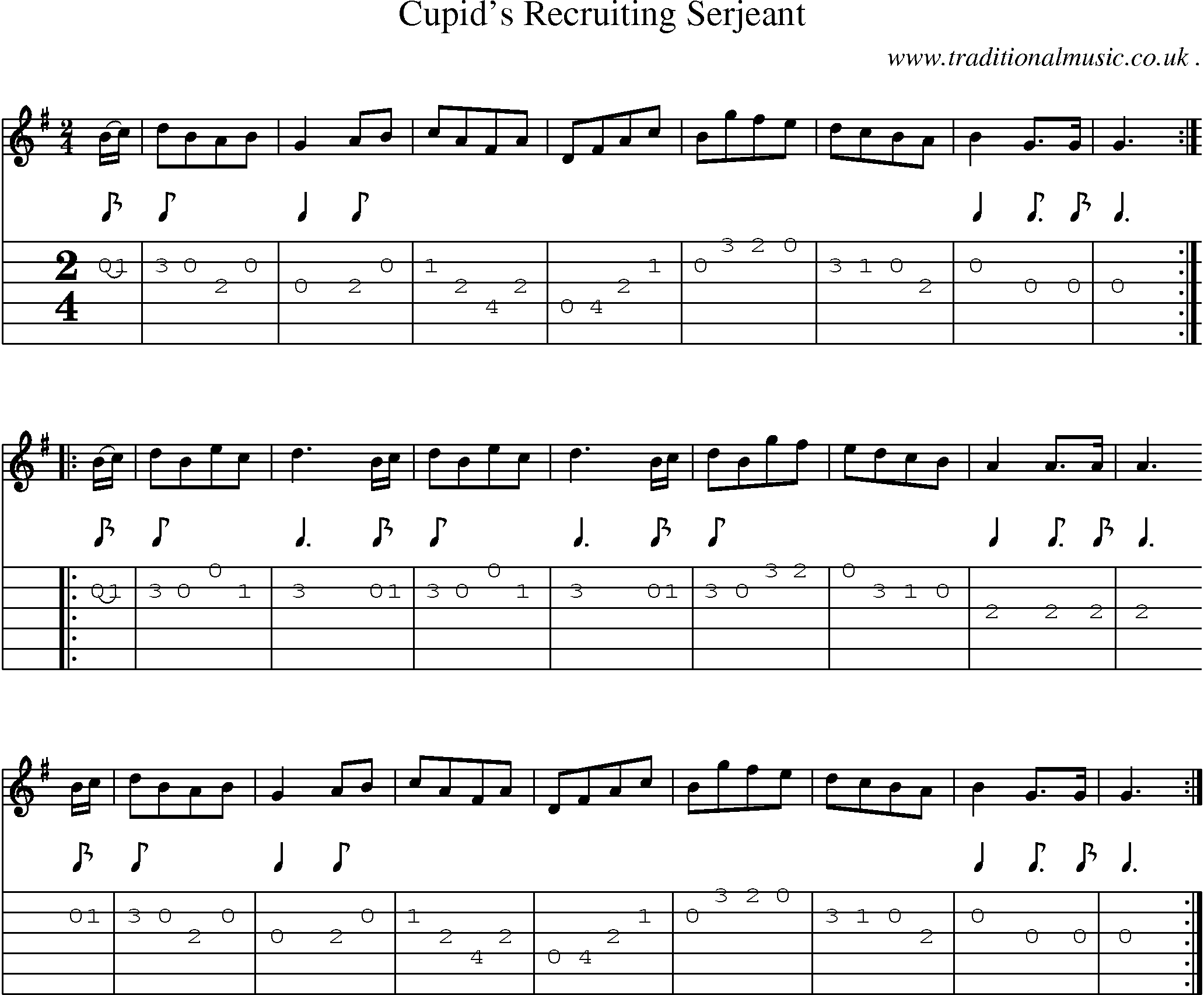 Sheet-Music and Guitar Tabs for Cupids Recruiting Serjeant