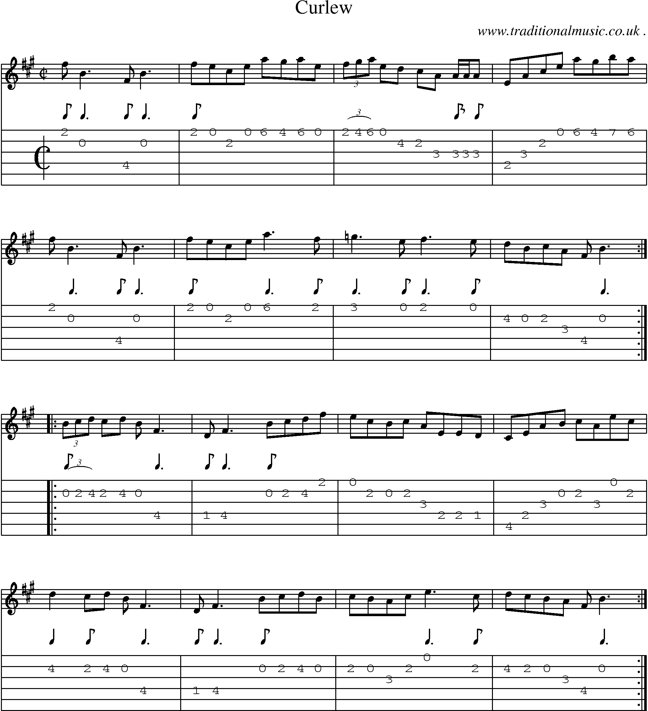 Sheet-Music and Guitar Tabs for Curlew