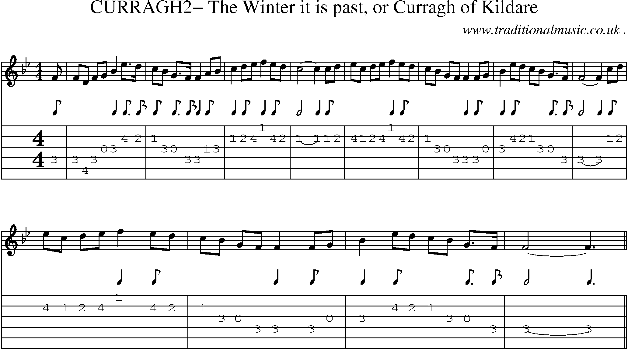 Sheet-Music and Guitar Tabs for Curragh2 The Winter It Is Past Or Curragh Of Kildare