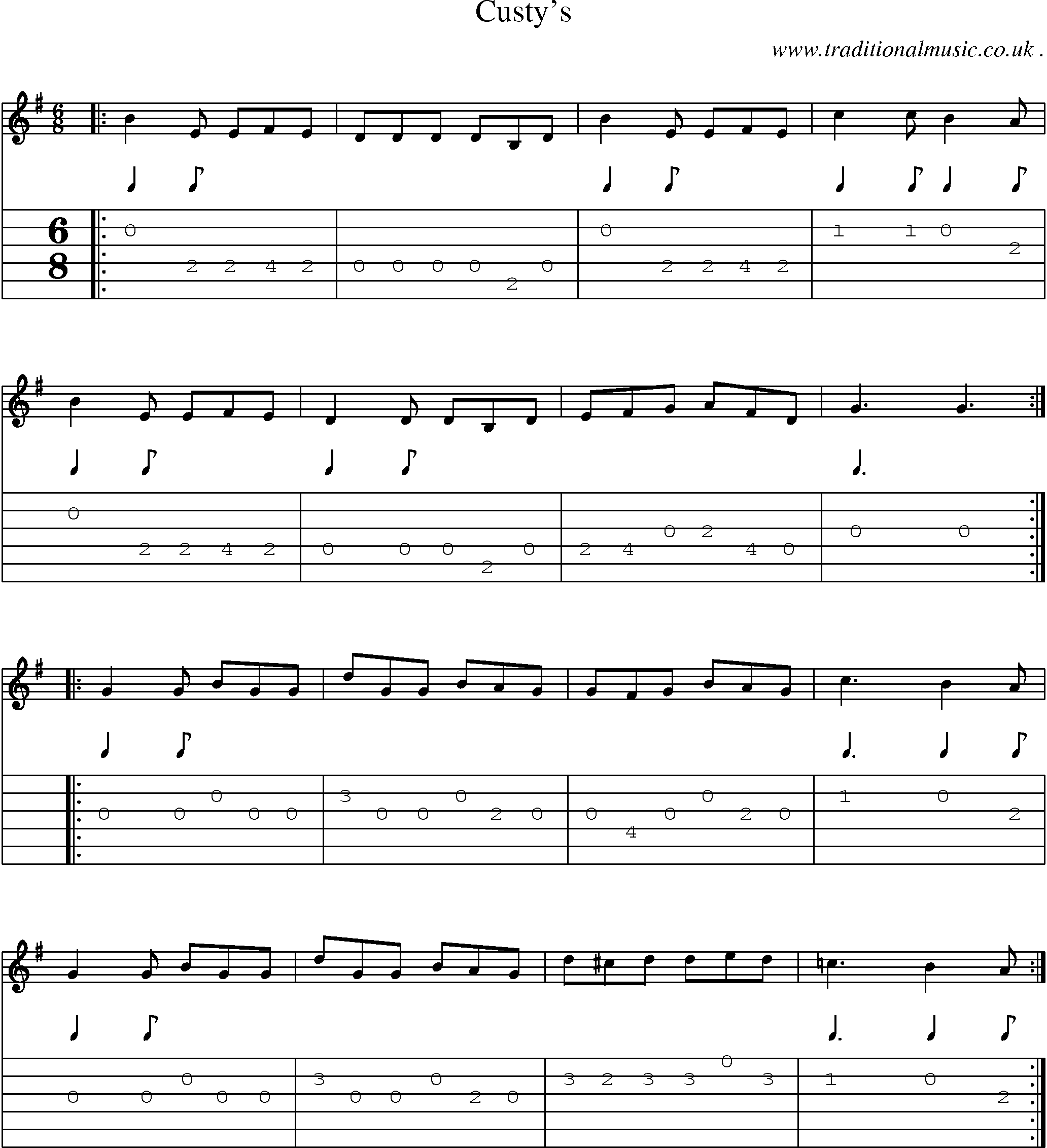 Sheet-Music and Guitar Tabs for Custys
