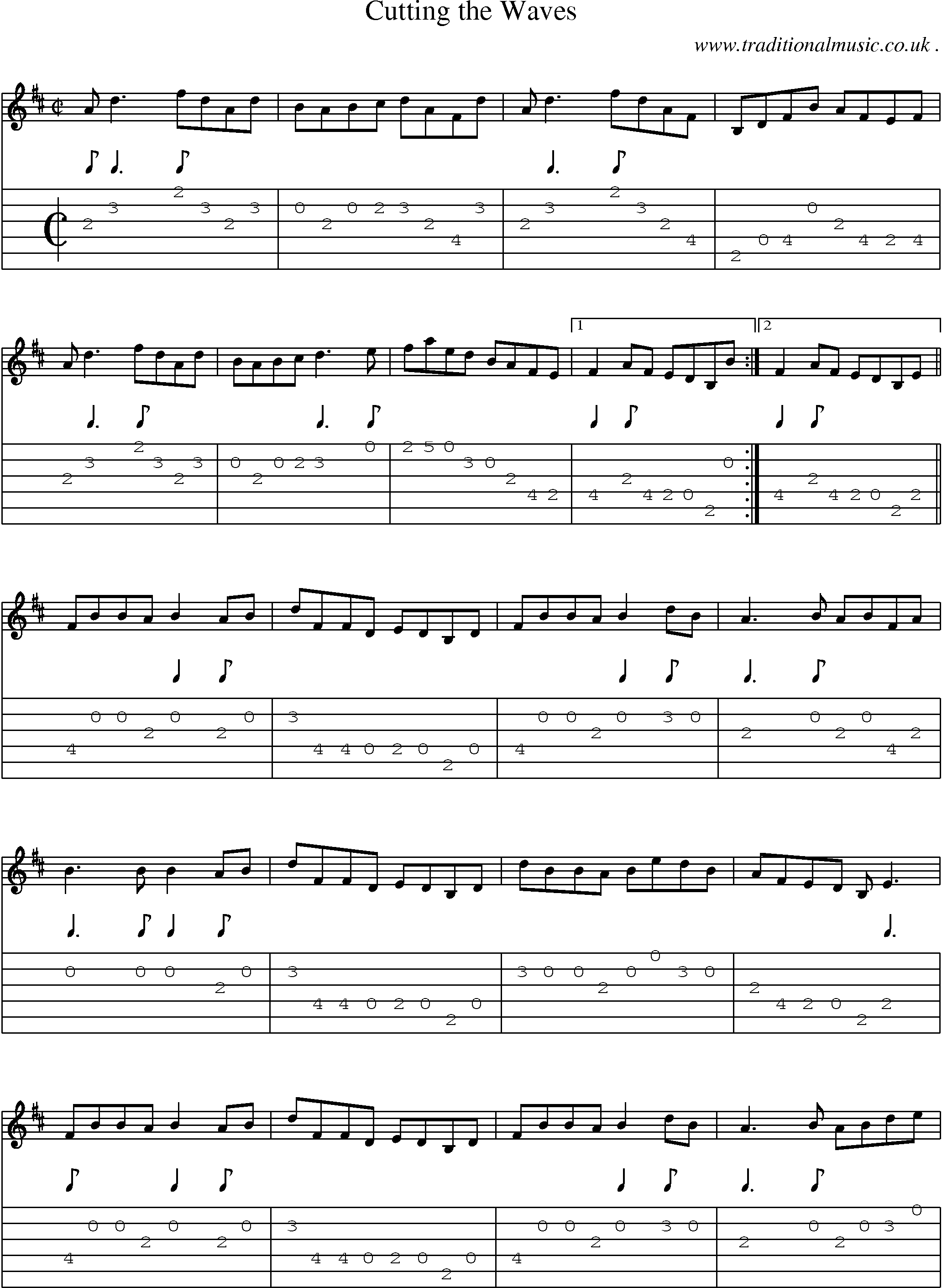 Sheet-Music and Guitar Tabs for Cutting The Waves