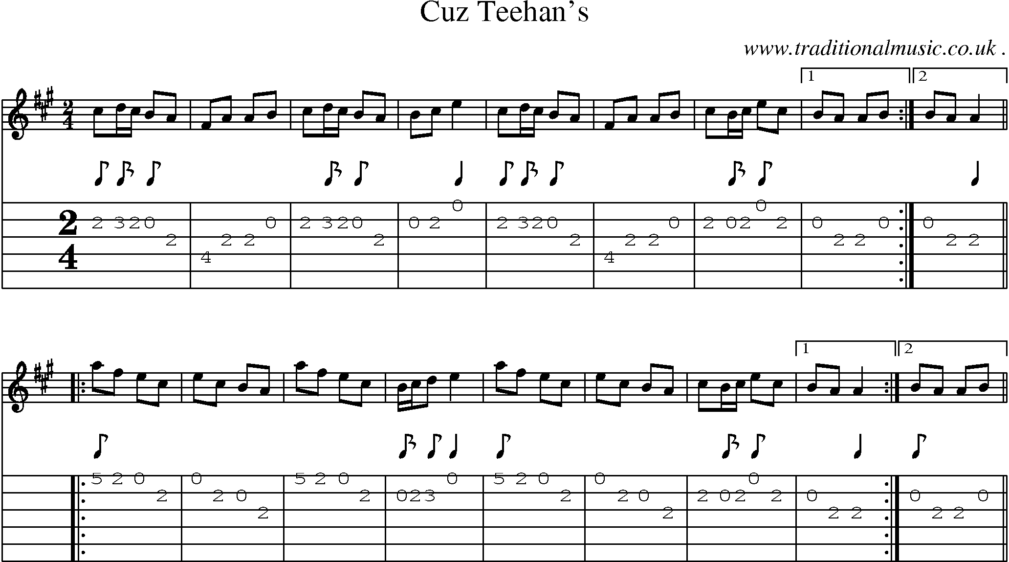 Sheet-Music and Guitar Tabs for Cuz Teehans