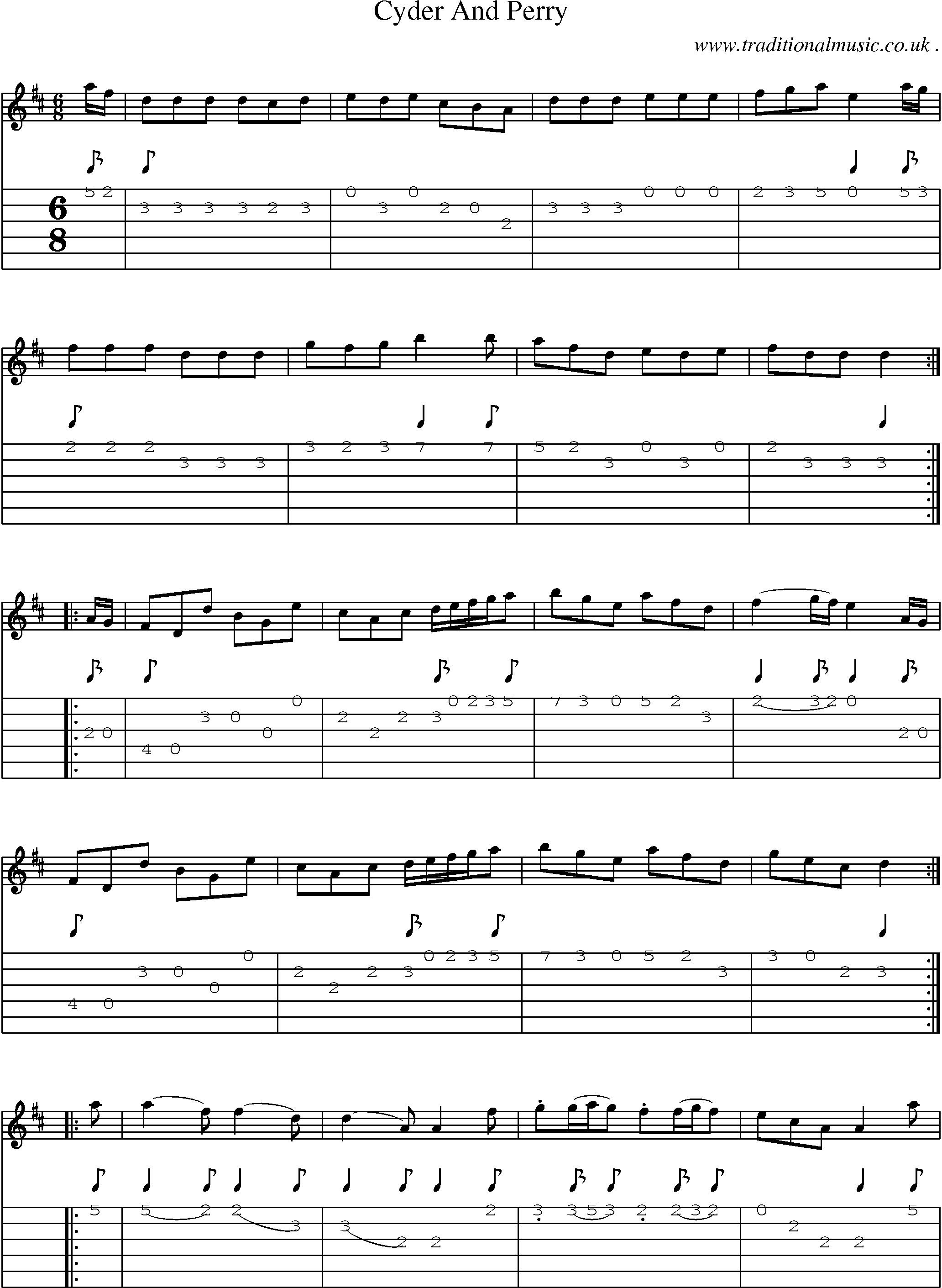 Sheet-Music and Guitar Tabs for Cyder And Perry