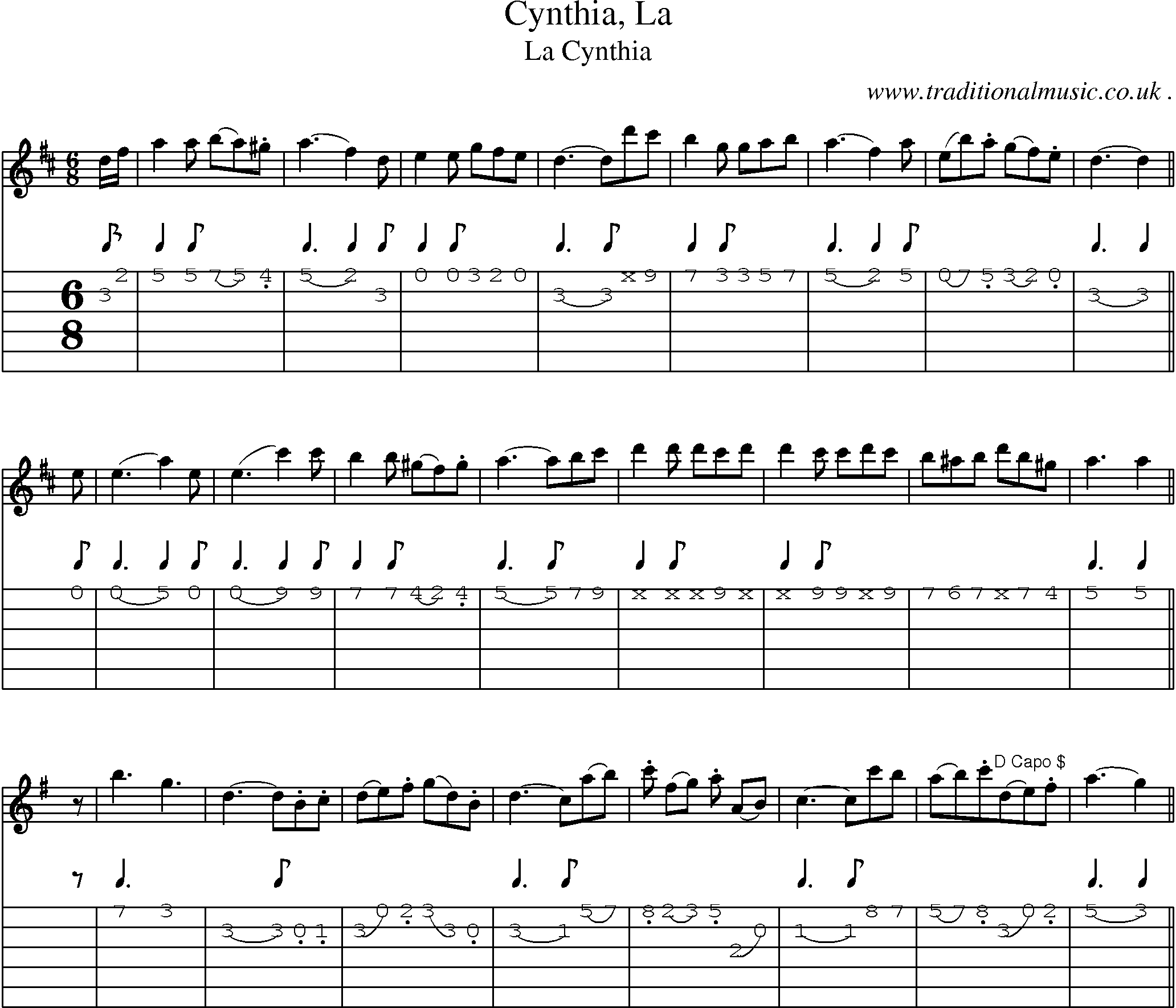 Sheet-Music and Guitar Tabs for Cynthia La