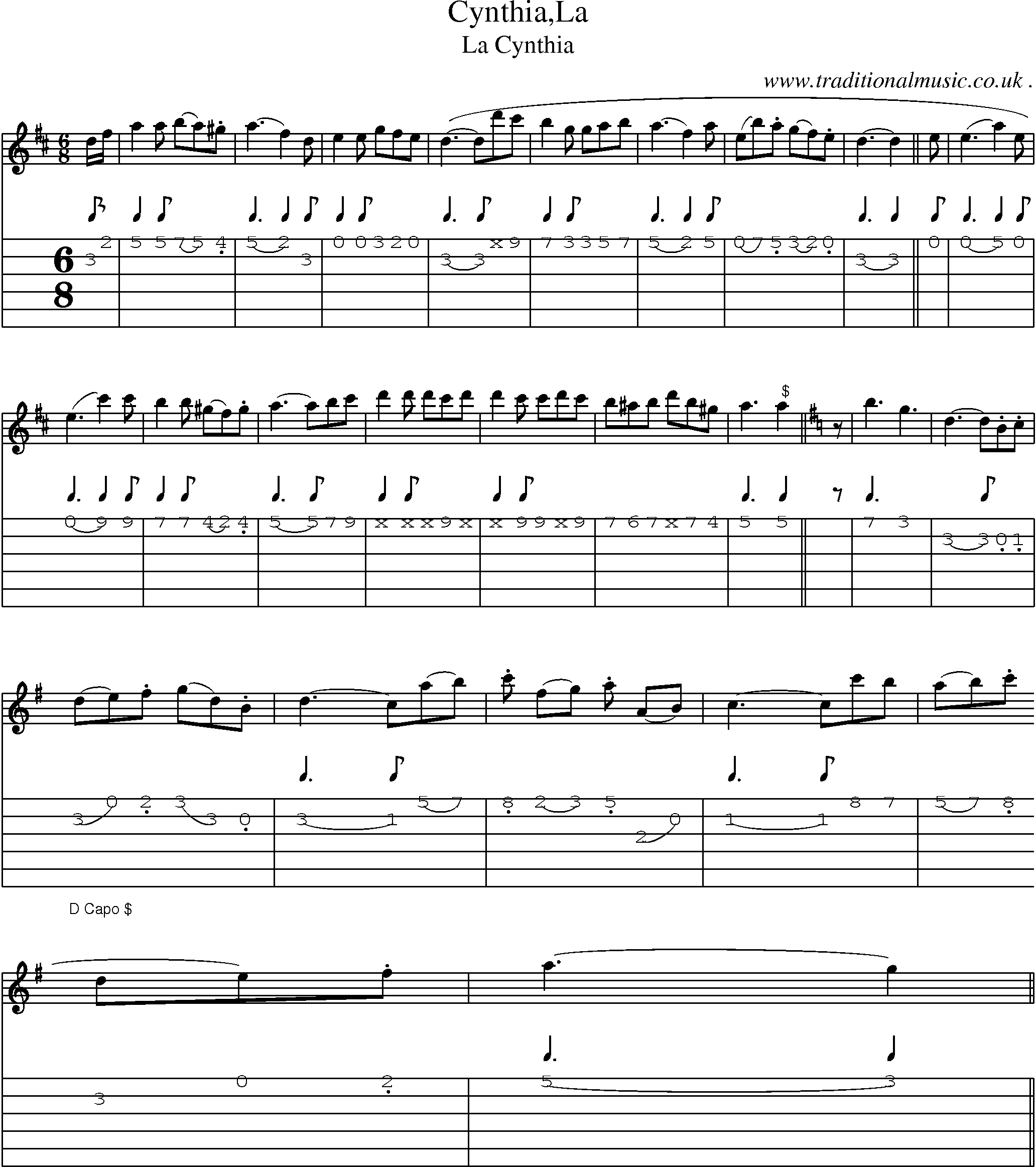 Sheet-Music and Guitar Tabs for Cynthiala
