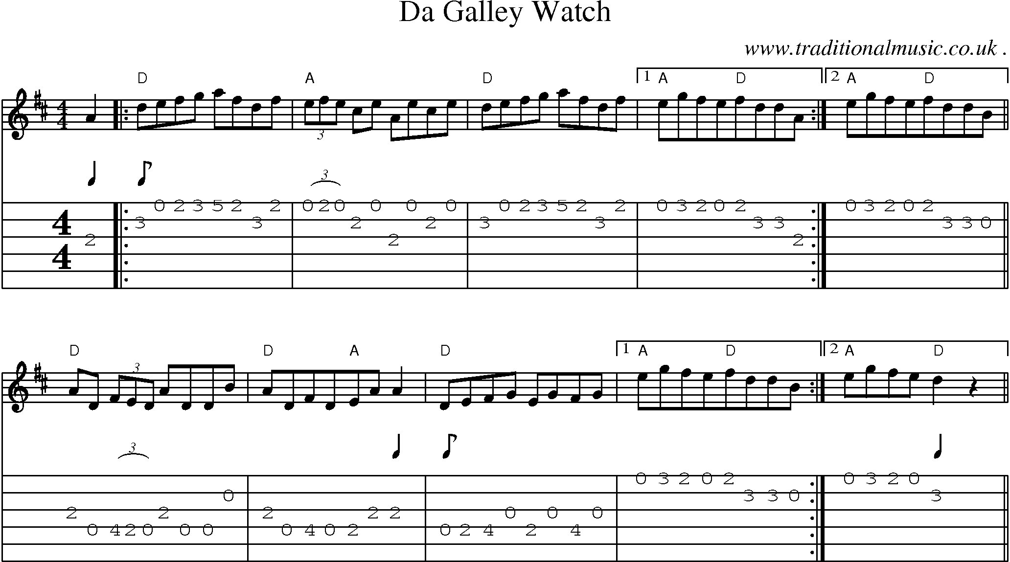 Sheet-Music and Guitar Tabs for Da Galley Watch