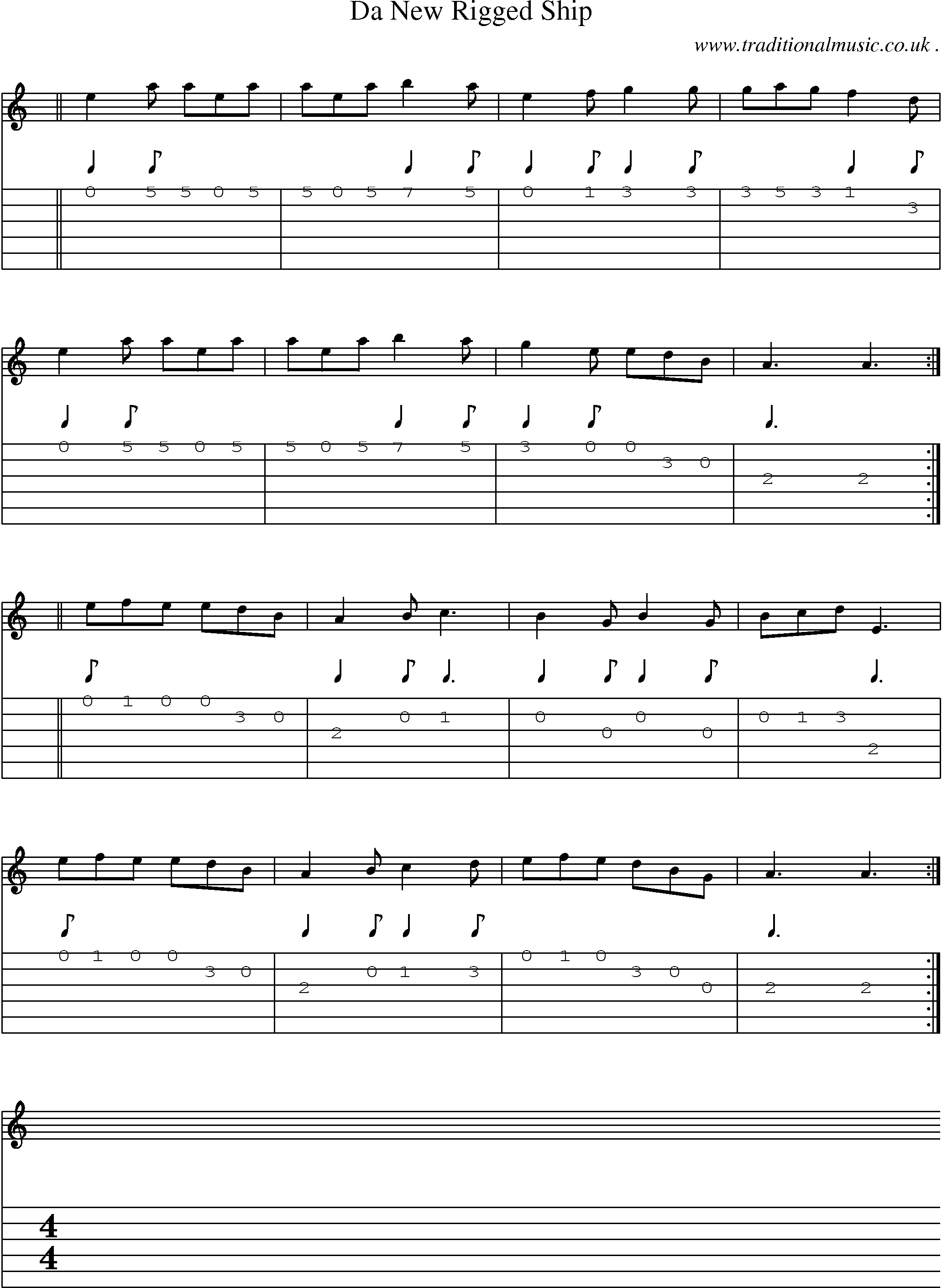 Sheet-Music and Guitar Tabs for Da New Rigged Ship