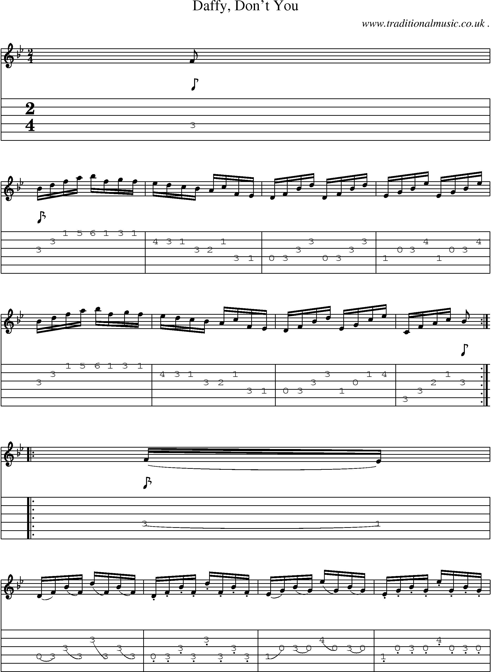 Sheet-Music and Guitar Tabs for Daffy Dont You
