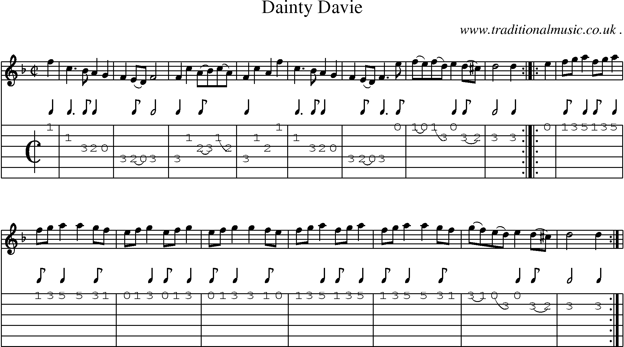 Sheet-Music and Guitar Tabs for Dainty Davie