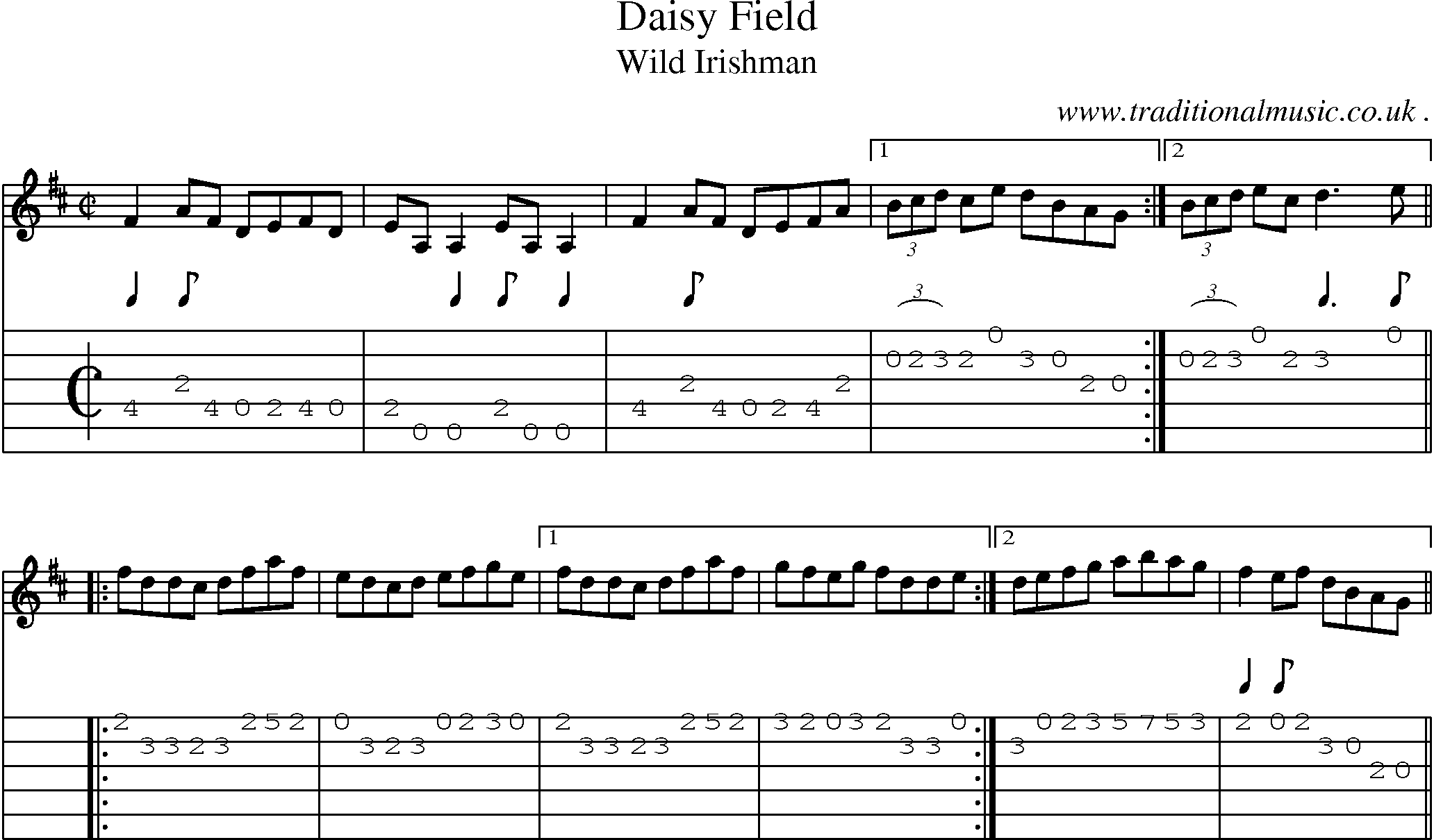 Sheet-Music and Guitar Tabs for Daisy Field