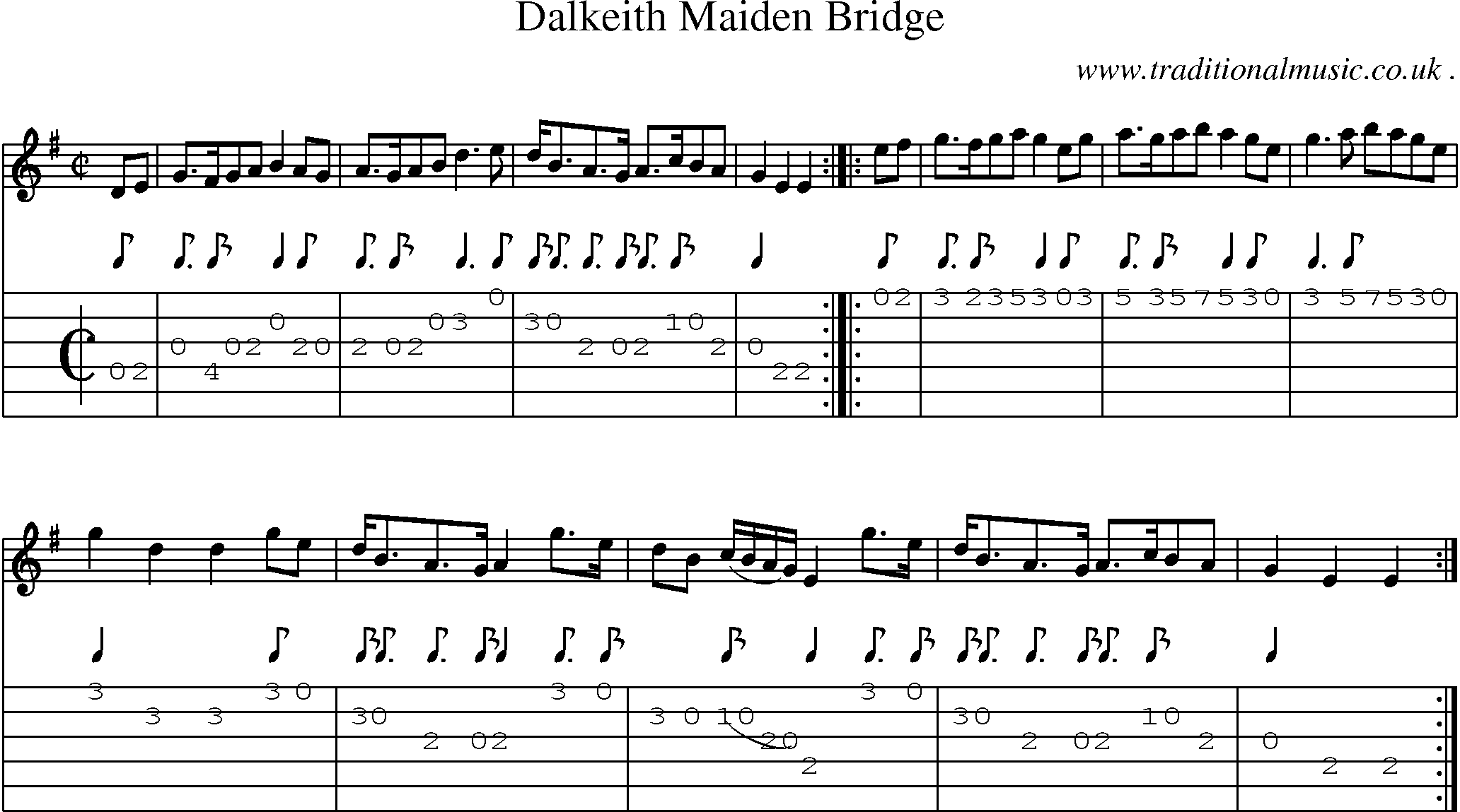Sheet-Music and Guitar Tabs for Dalkeith Maiden Bridge