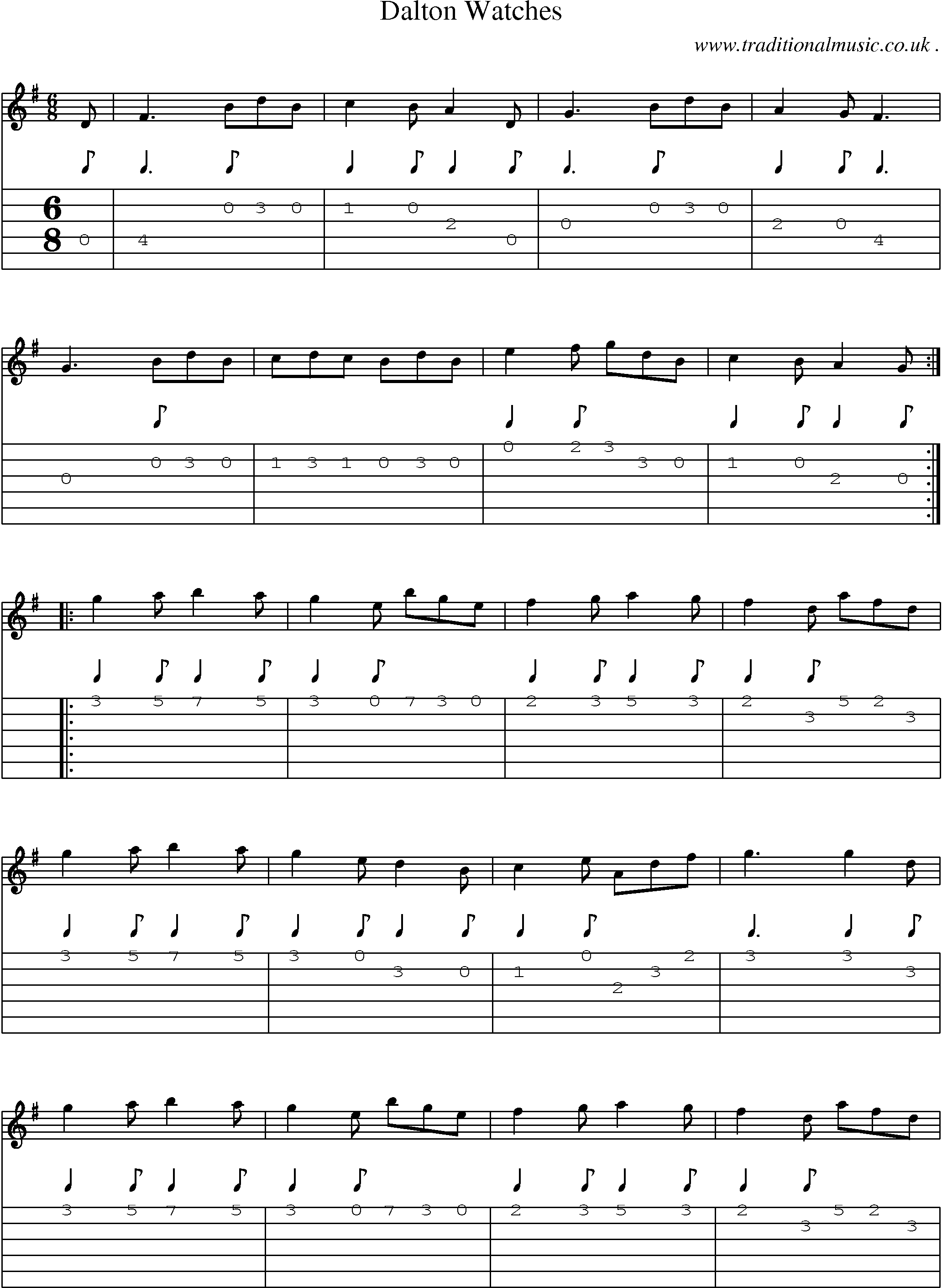 Sheet-Music and Guitar Tabs for Dalton Watches