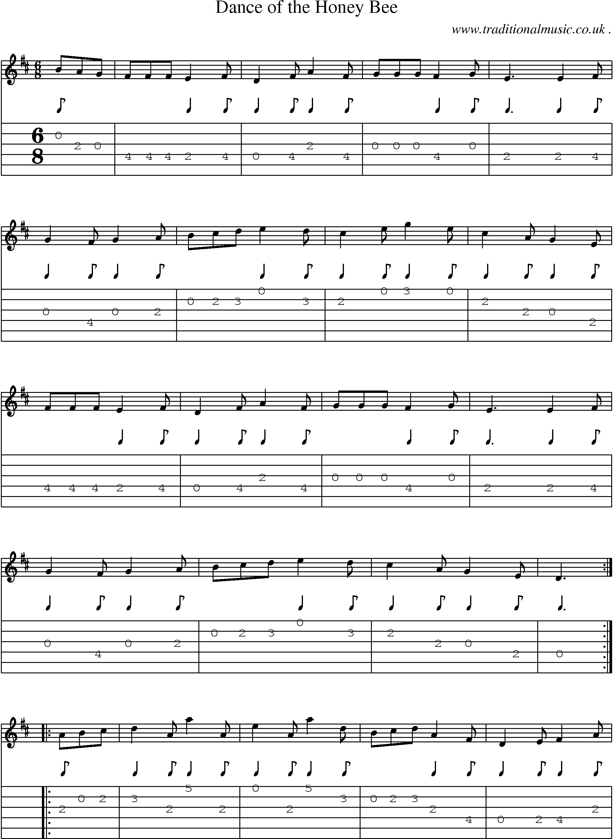 Sheet-Music and Guitar Tabs for Dance Of The Honey Bee