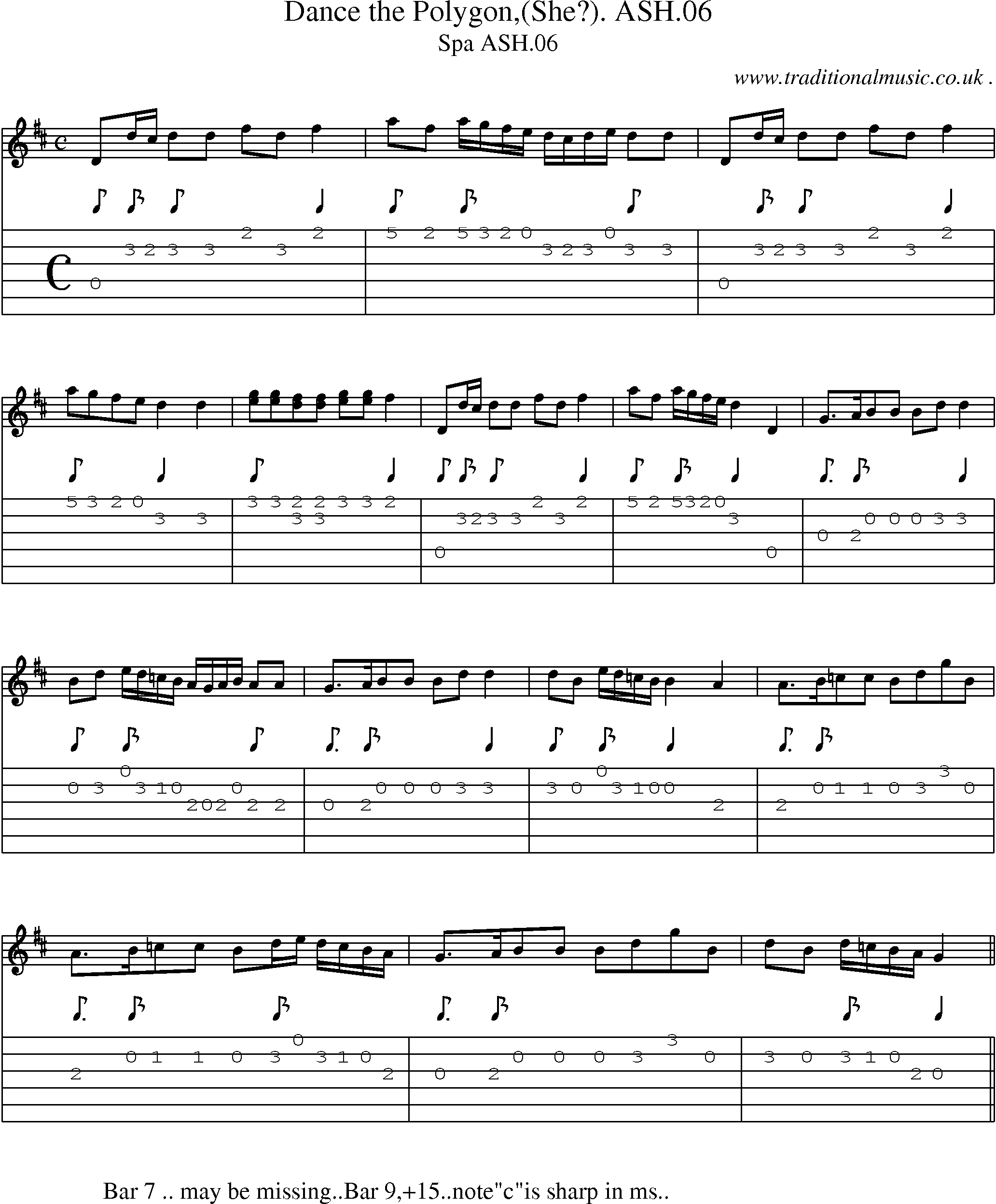 Sheet-Music and Guitar Tabs for Dance The Polygon(she) Ash06