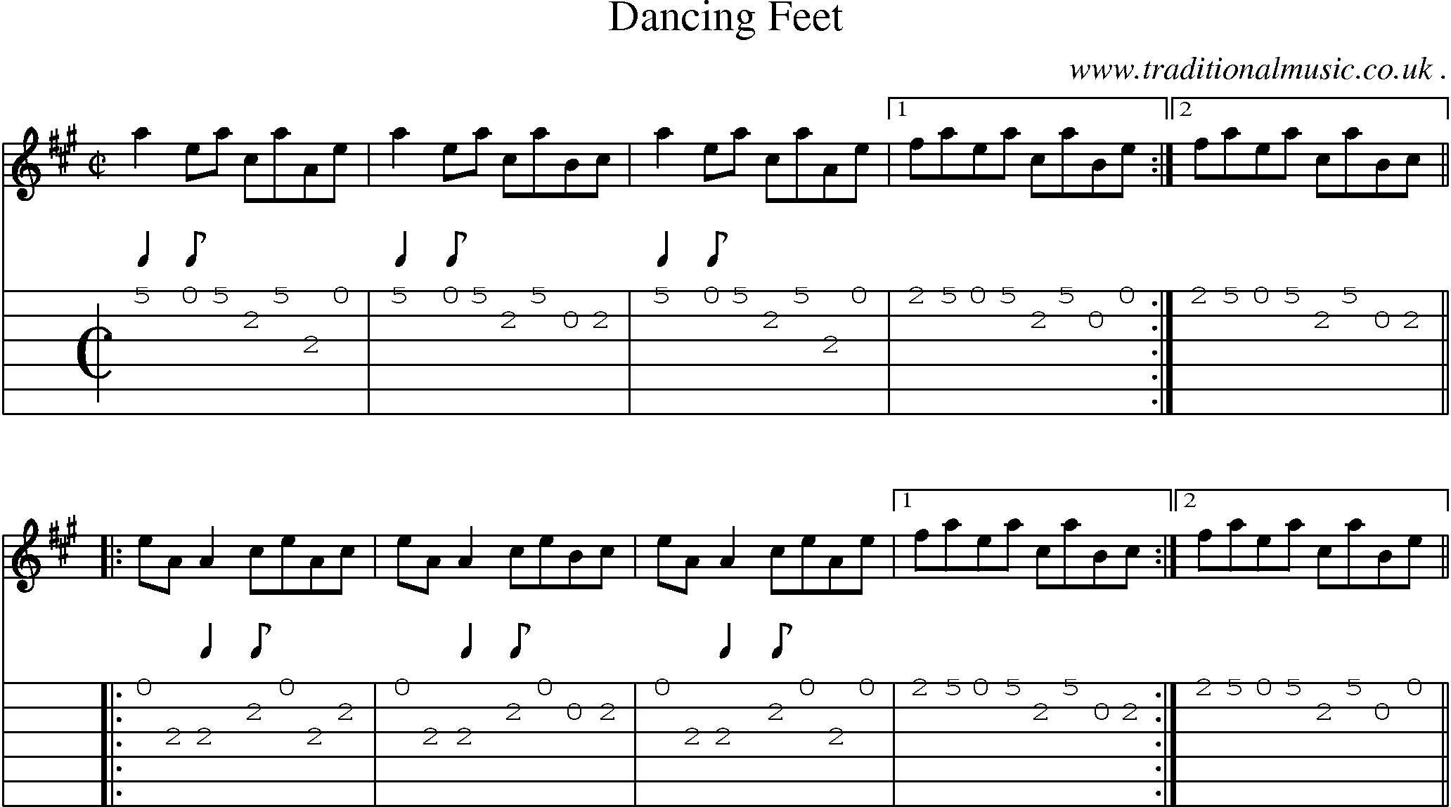 Sheet-Music and Guitar Tabs for Dancing Feet