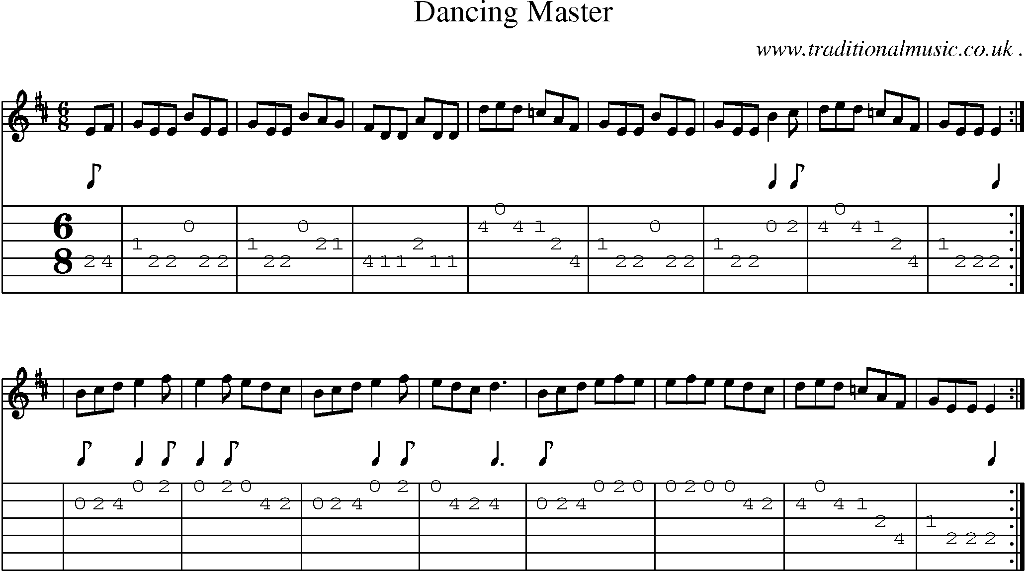 Sheet-Music and Guitar Tabs for Dancing Master