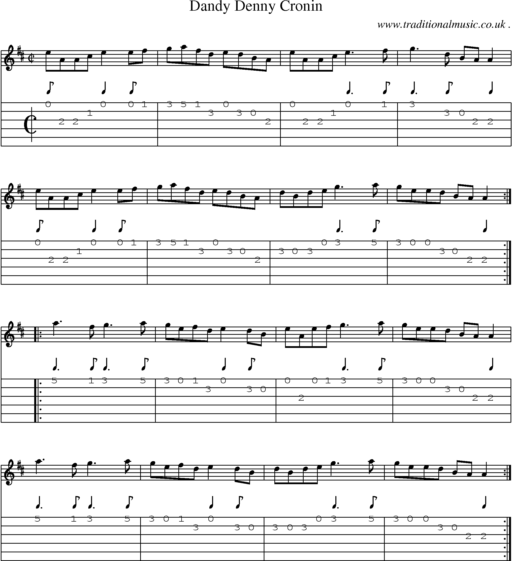 Sheet-Music and Guitar Tabs for Dandy Denny Cronin