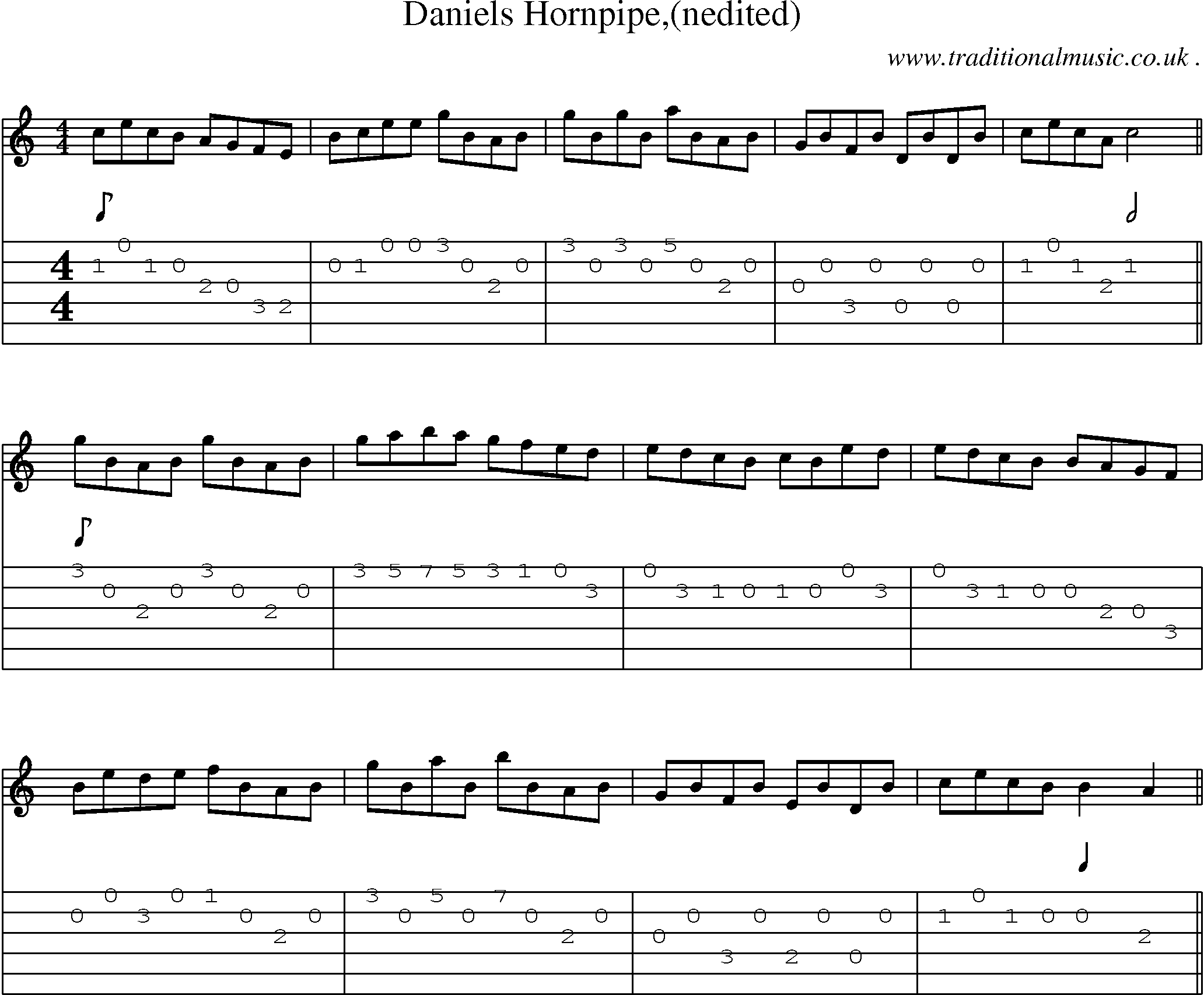 Sheet-Music and Guitar Tabs for Daniels Hornpipe(nedited)