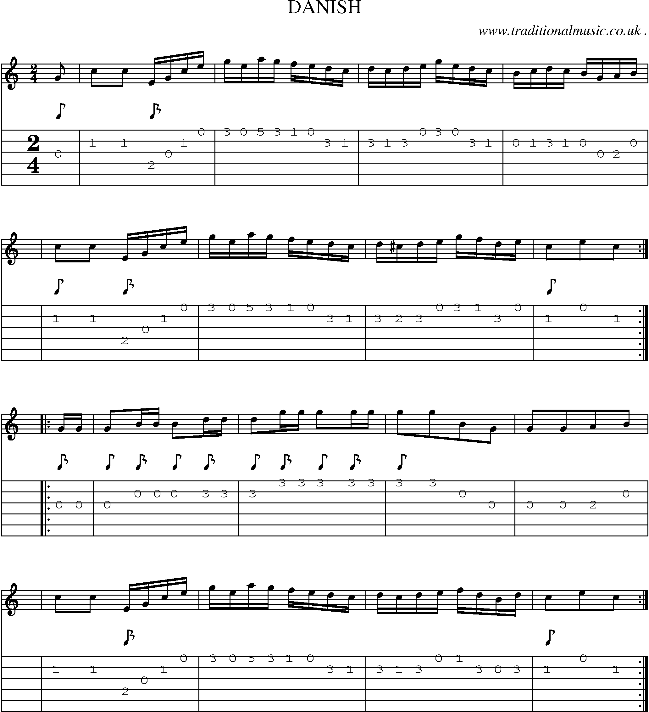 Sheet-Music and Guitar Tabs for Danish